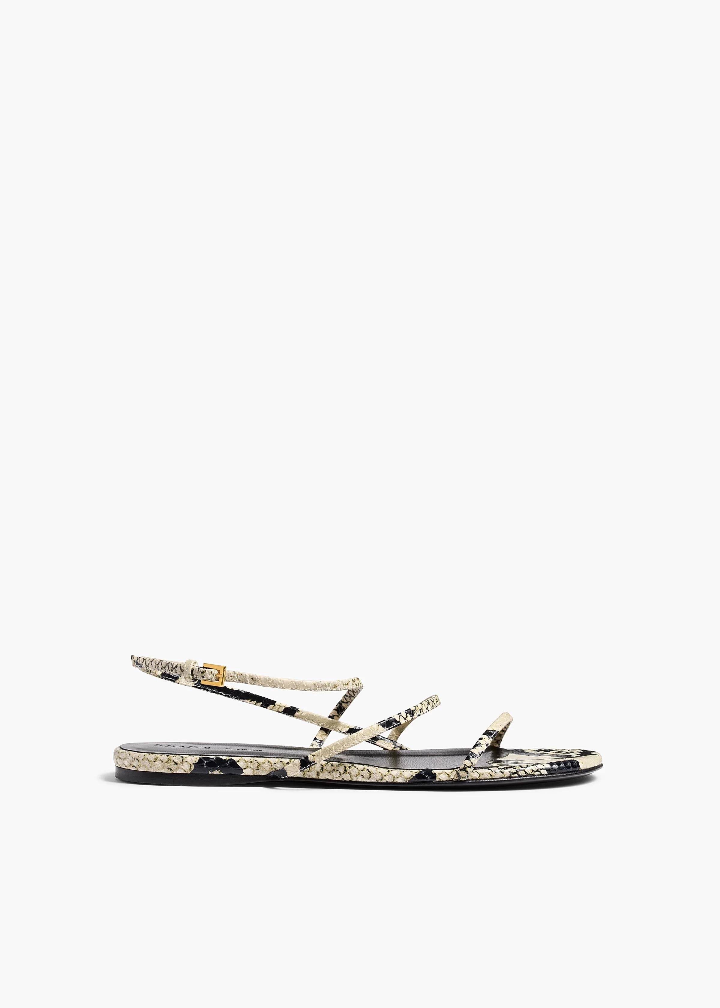Khaite - Loop Flat Sandal in Natural Python - Embossed Leather