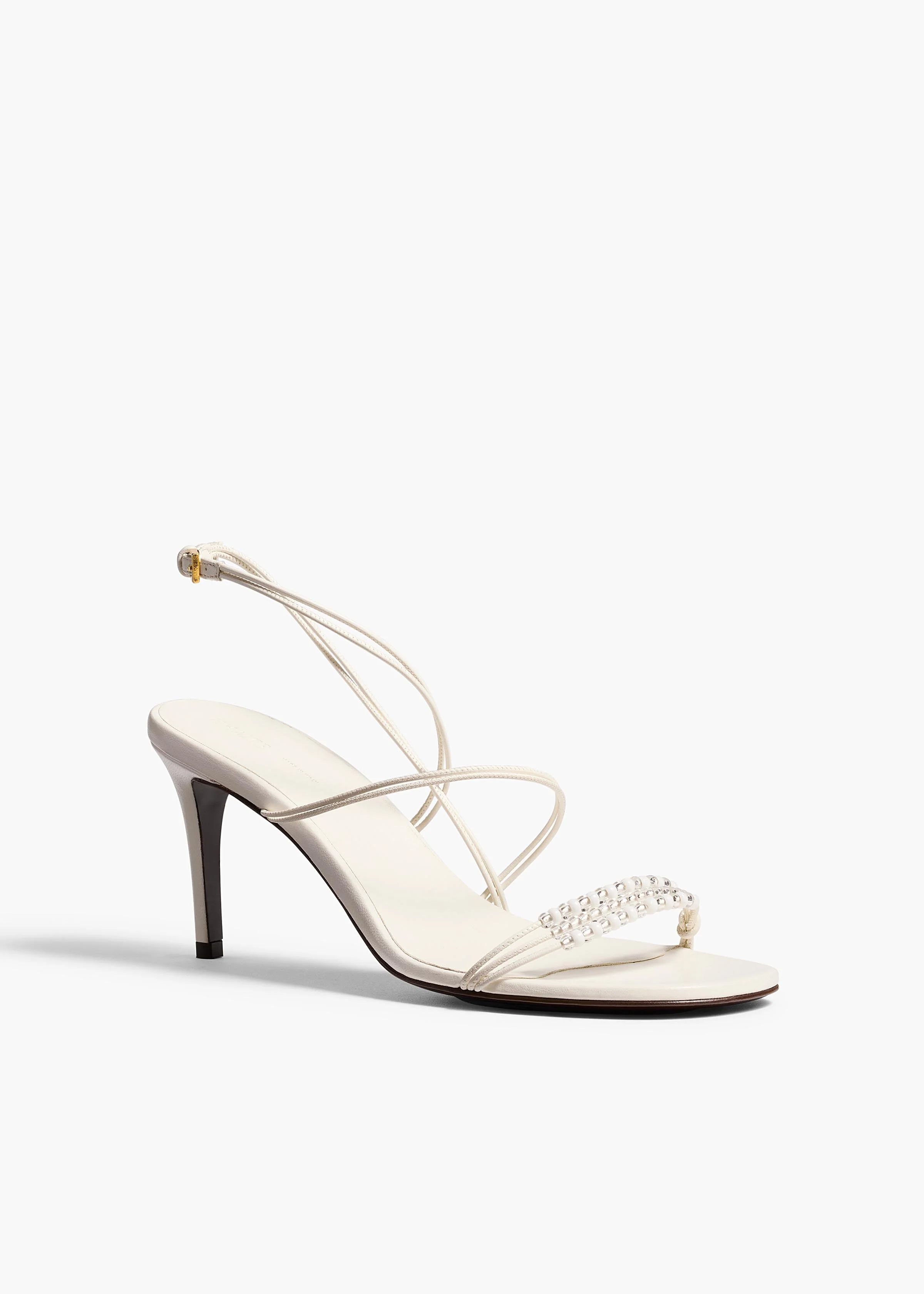 Khaite - Loop Sandal with Beads in Optic White Leather - Image 7
