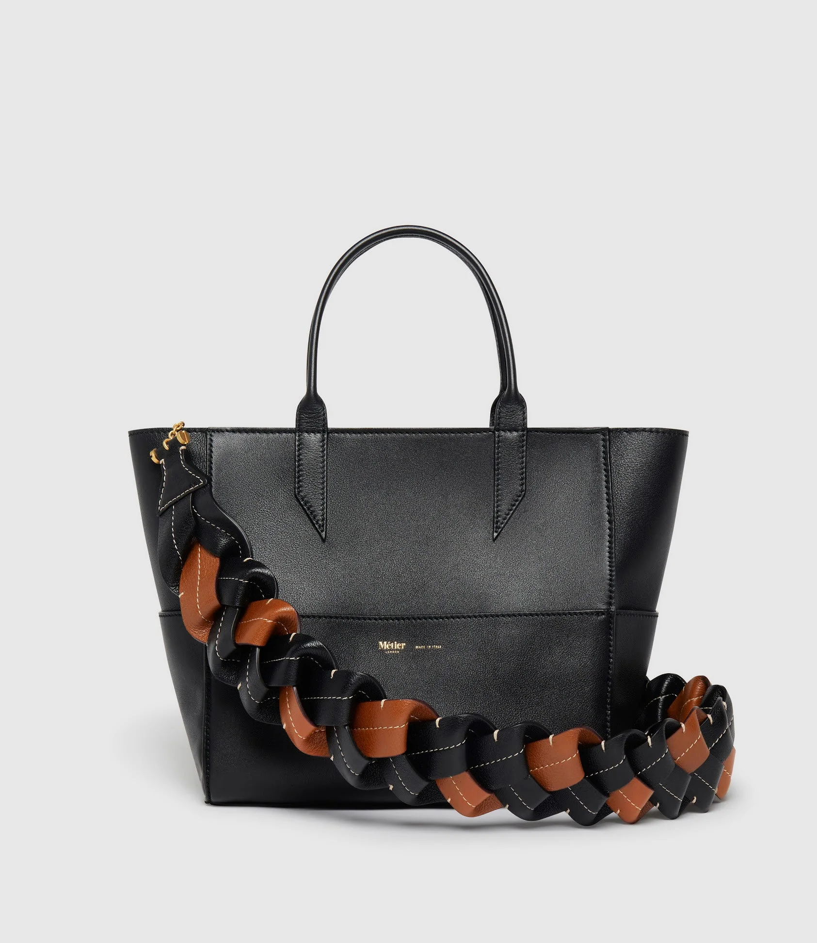 Metier - Loose Braided Strap Buffalo Black with Cognac - Image 3