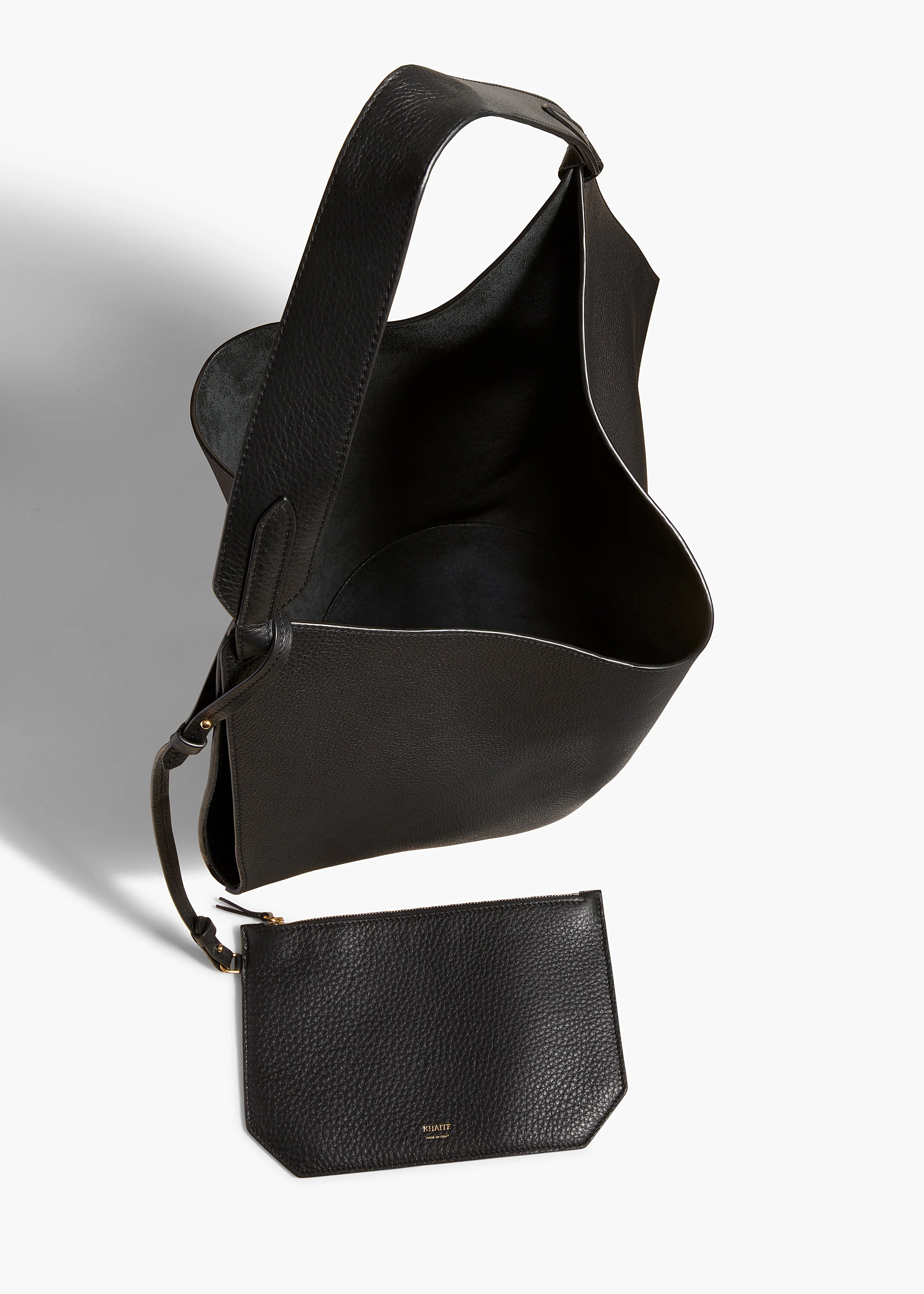 Khaite - Medium Lotus Tote in Black Pebbled Leather - Image 9