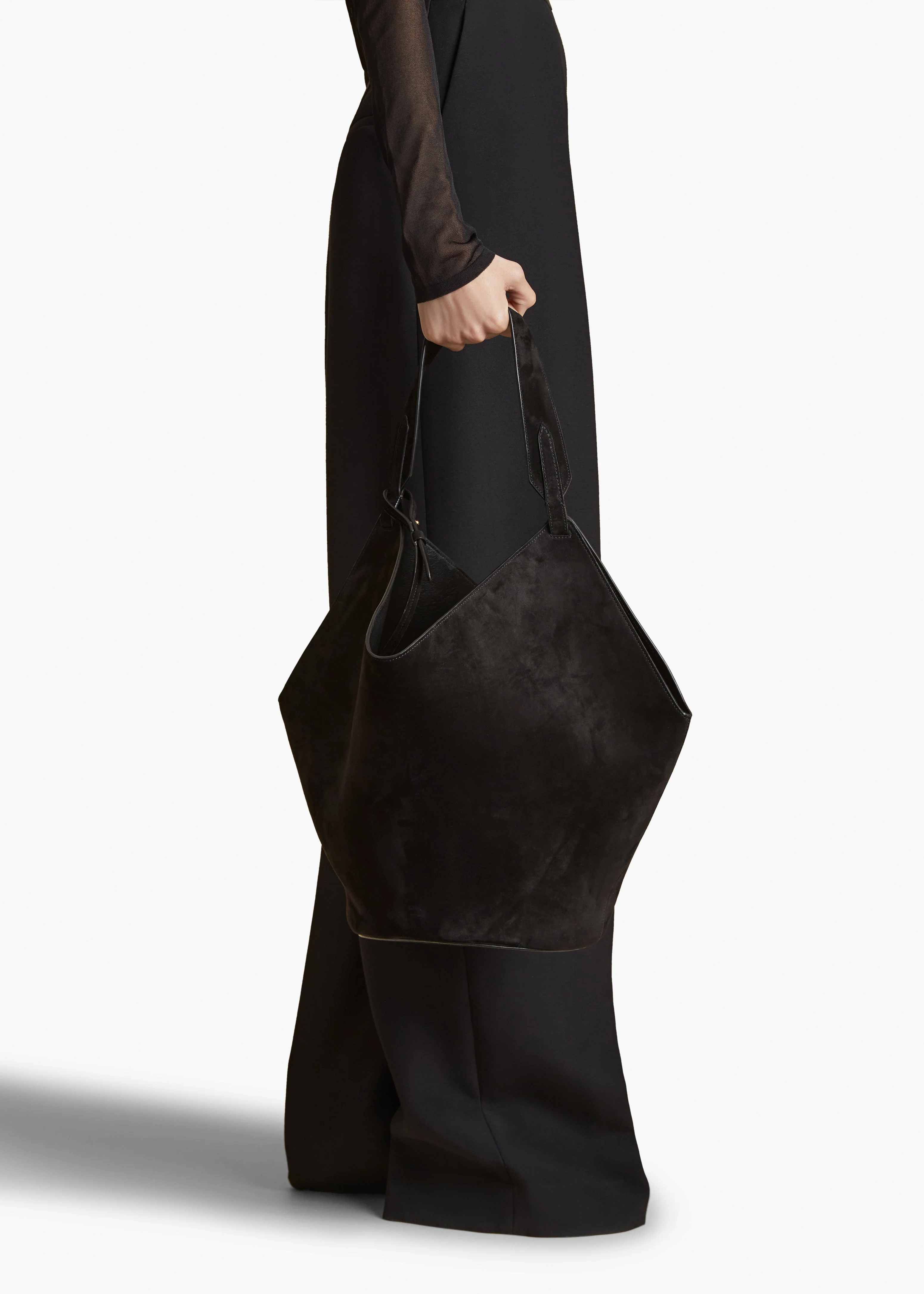 Khaite - Medium Lotus Tote in Black Suede - Image 13