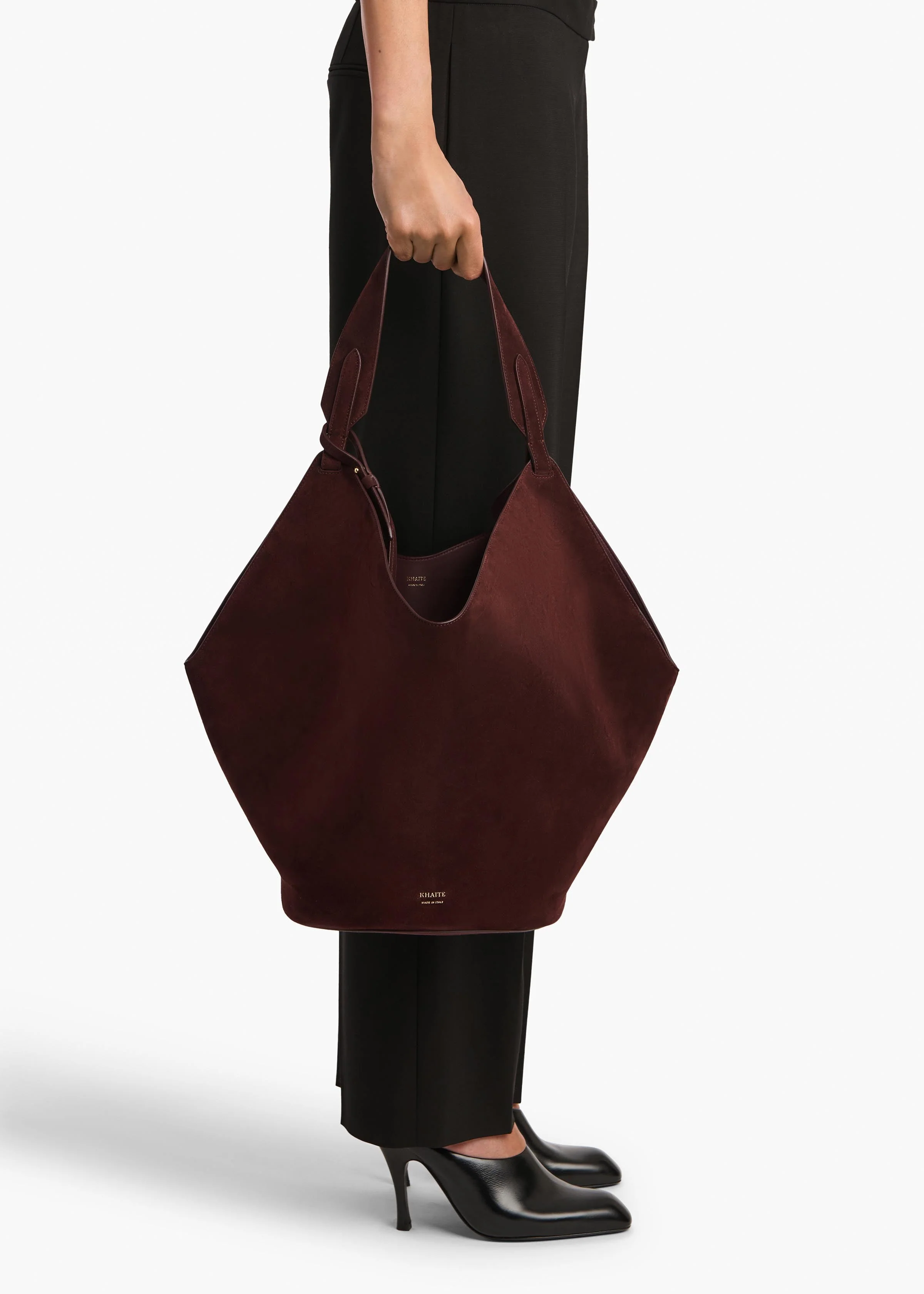 Khaite - Medium Lotus Tote in Rouge Noir Suede - Image 11