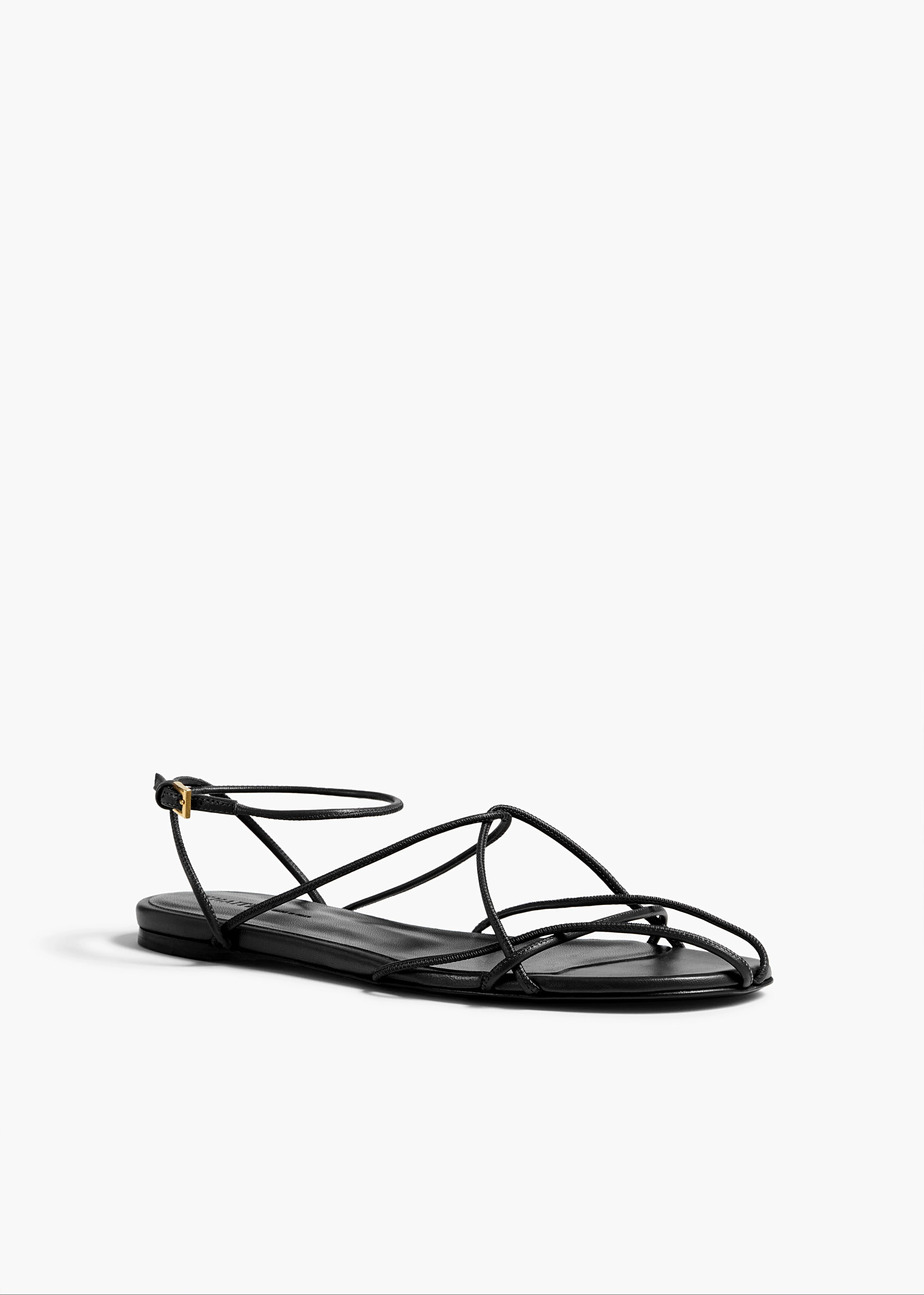Khaite - Loulou Flat Sandal in Black Leather - Image 2