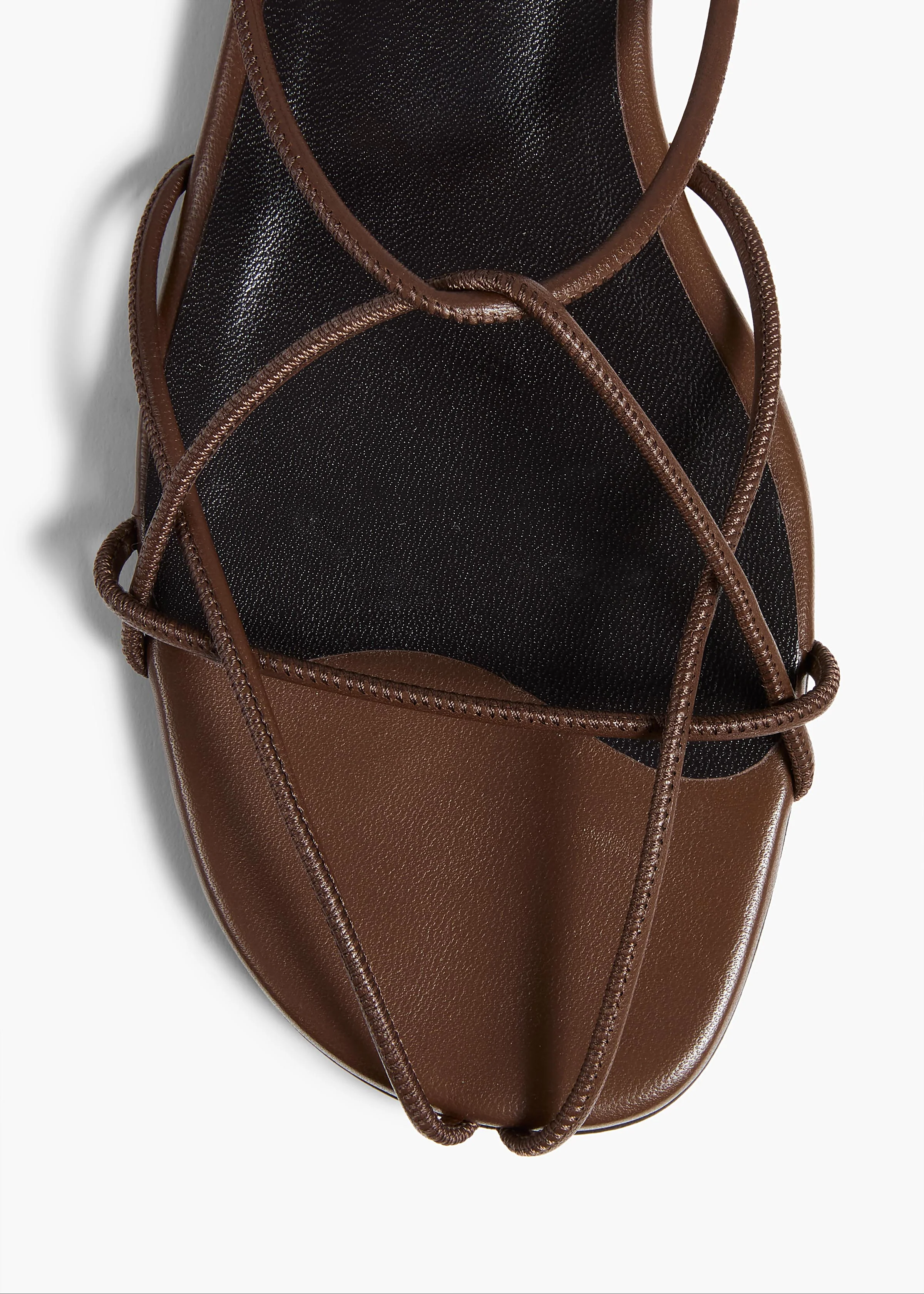 Khaite - Loulou Flat Sandal in Cigar Leather - Image 3