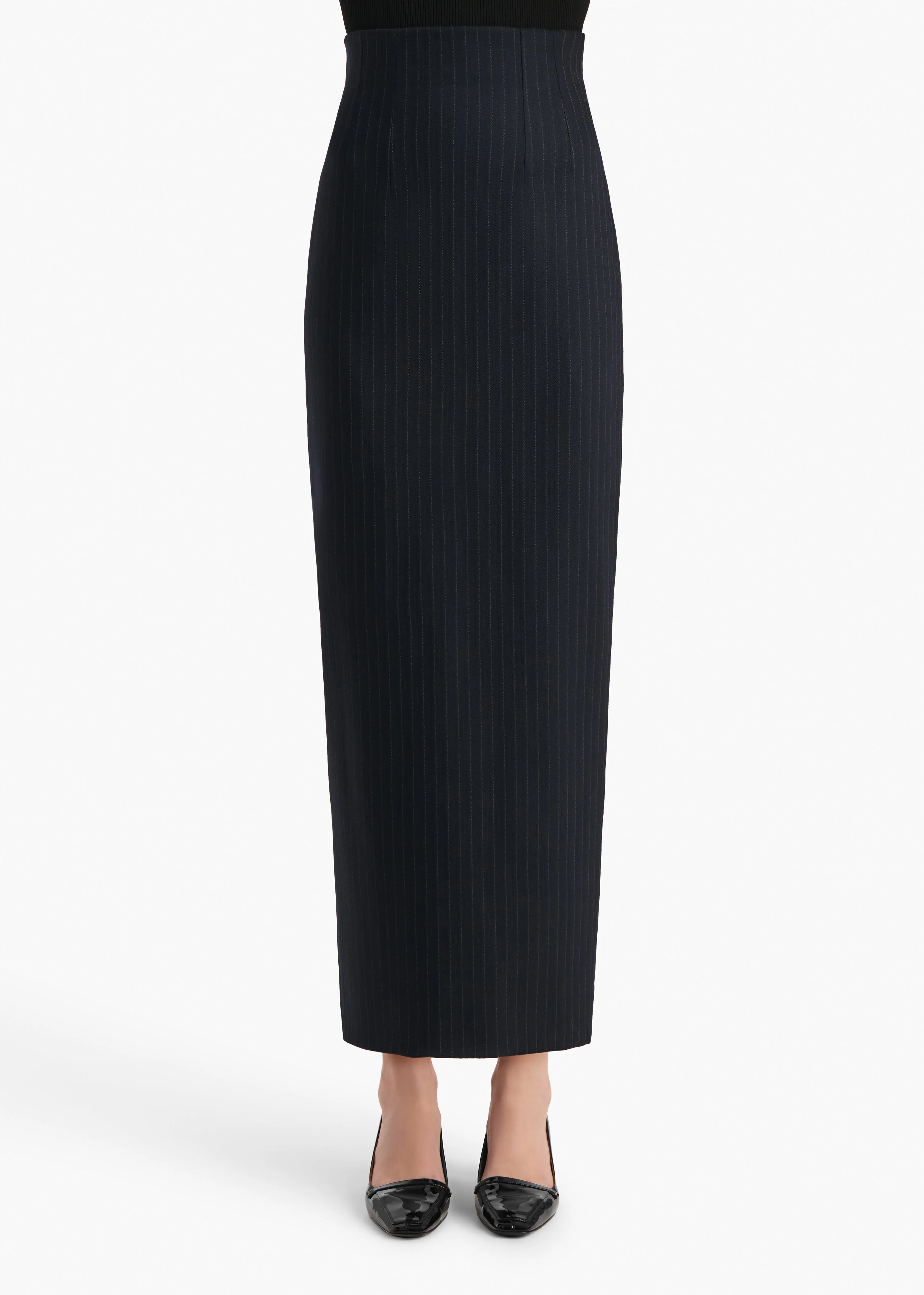 Khaite - Loxley Skirt in Navy and White Stripe - Image 3
