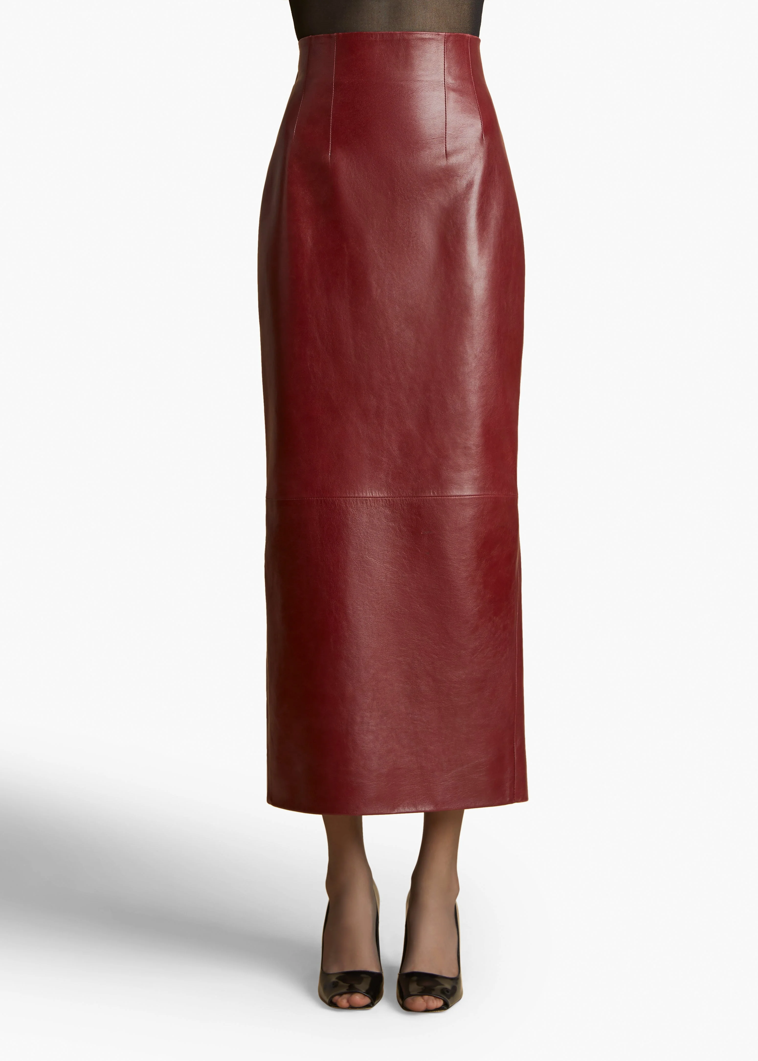 Khaite - Loxley Skirt in Oxblood Leather - Image 10