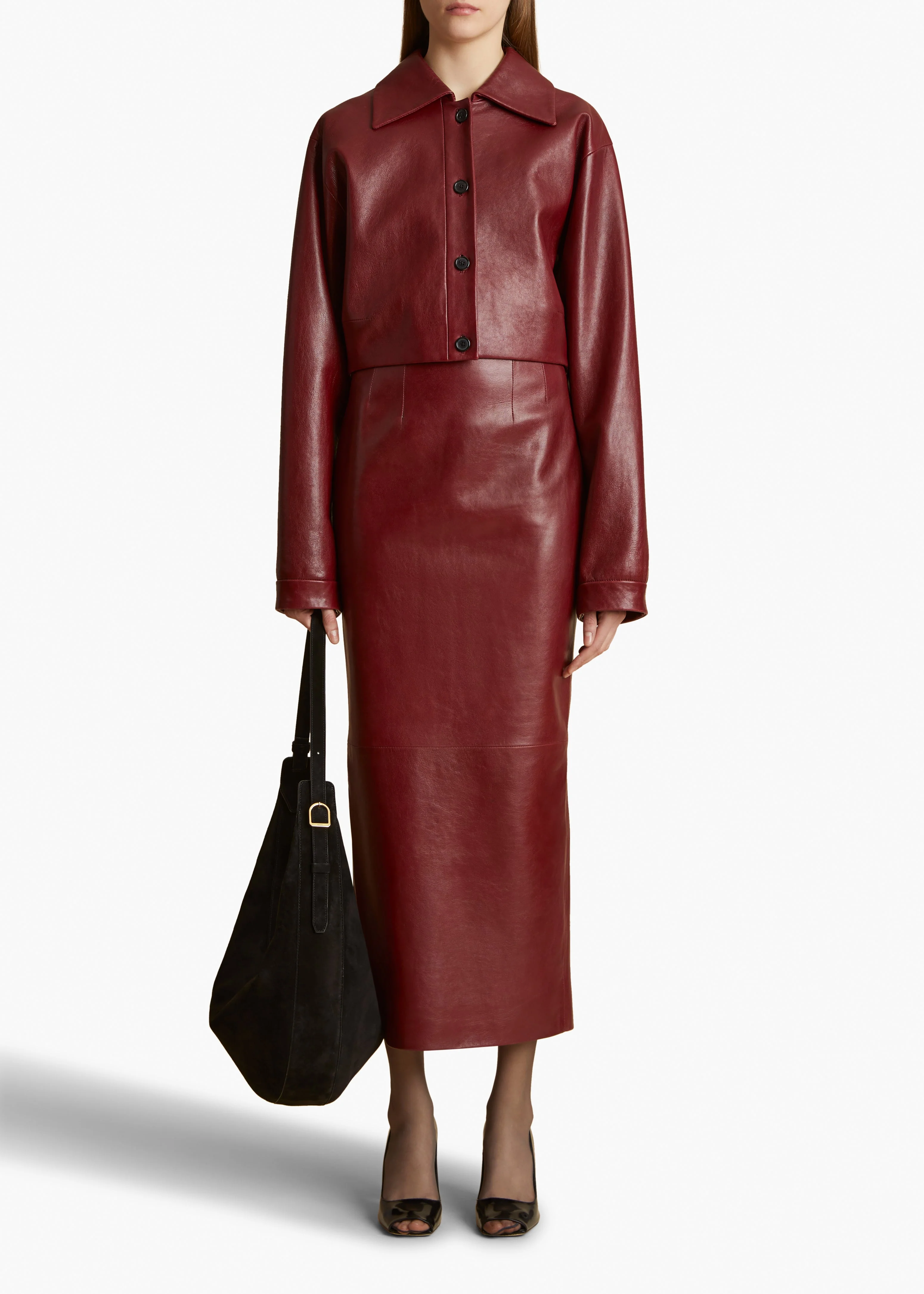 Khaite - Loxley Skirt in Oxblood Leather - Image 2