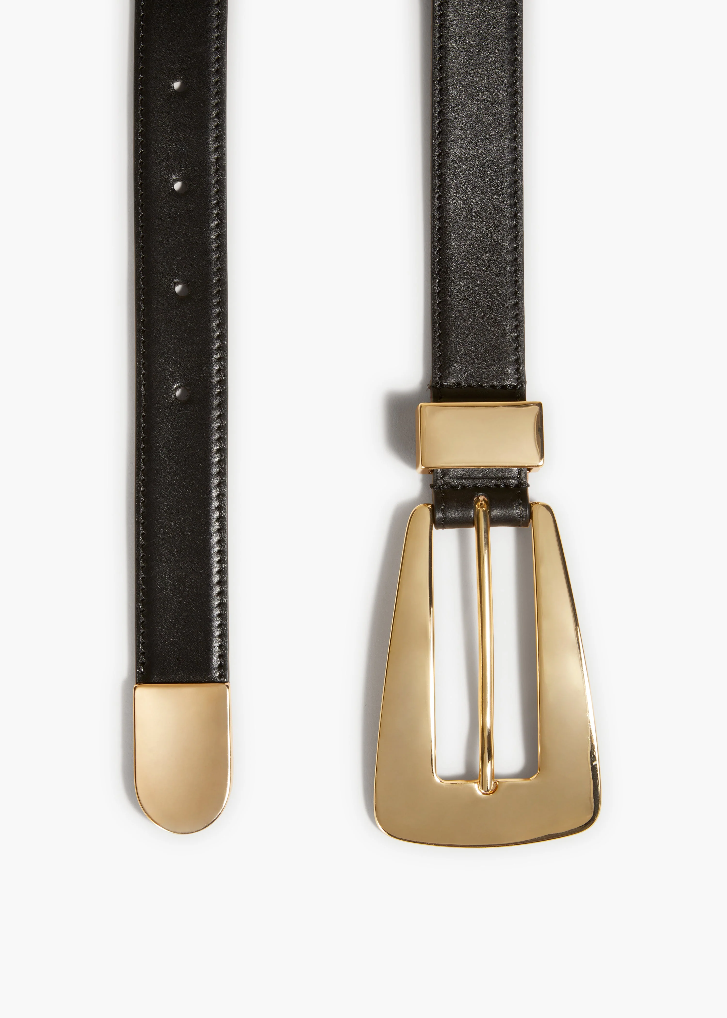 Khaite - Lucca Belt in Black Leather with Gold - Image 2