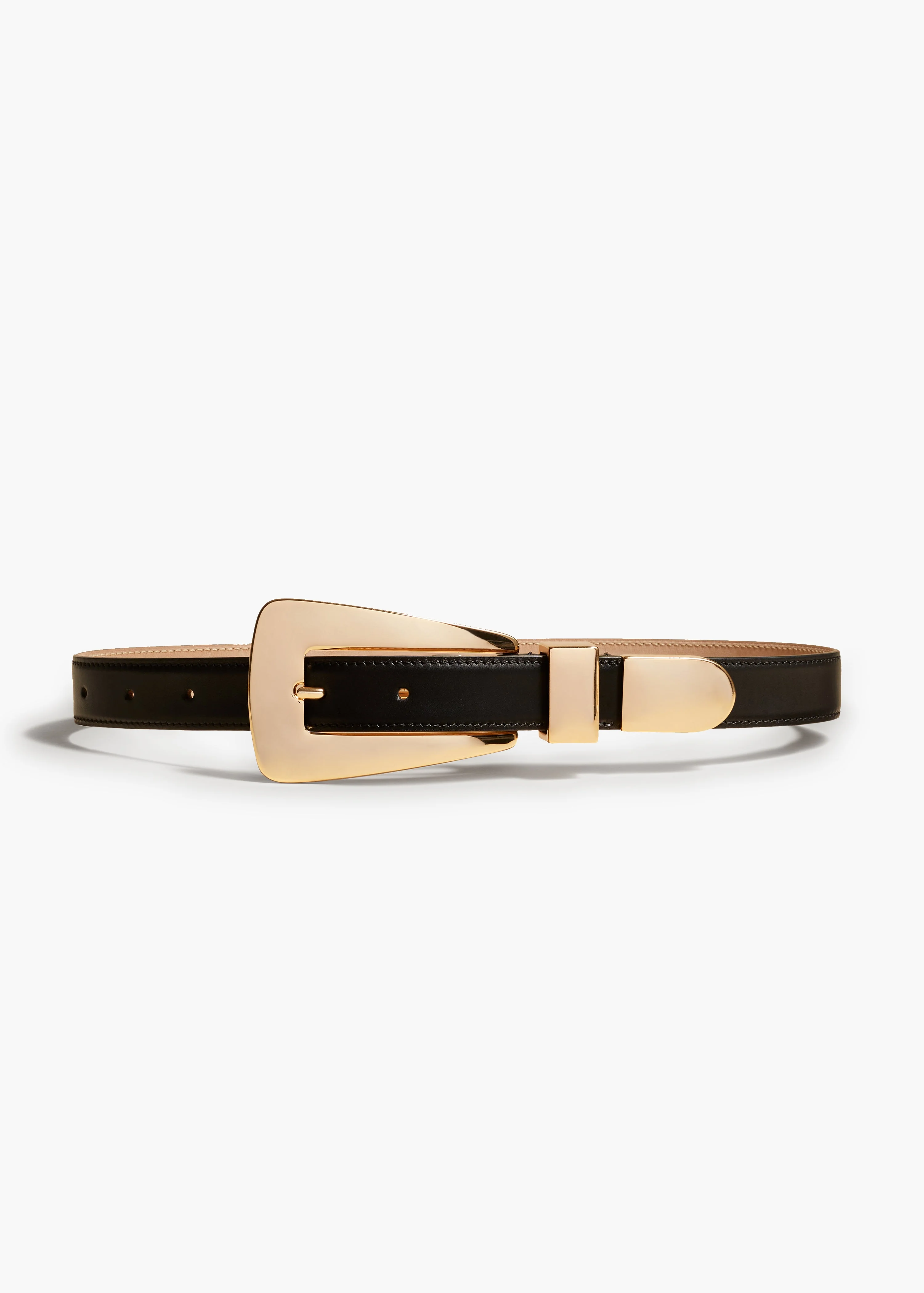 Khaite - Lucca Belt in Black Leather with Gold - Image 7