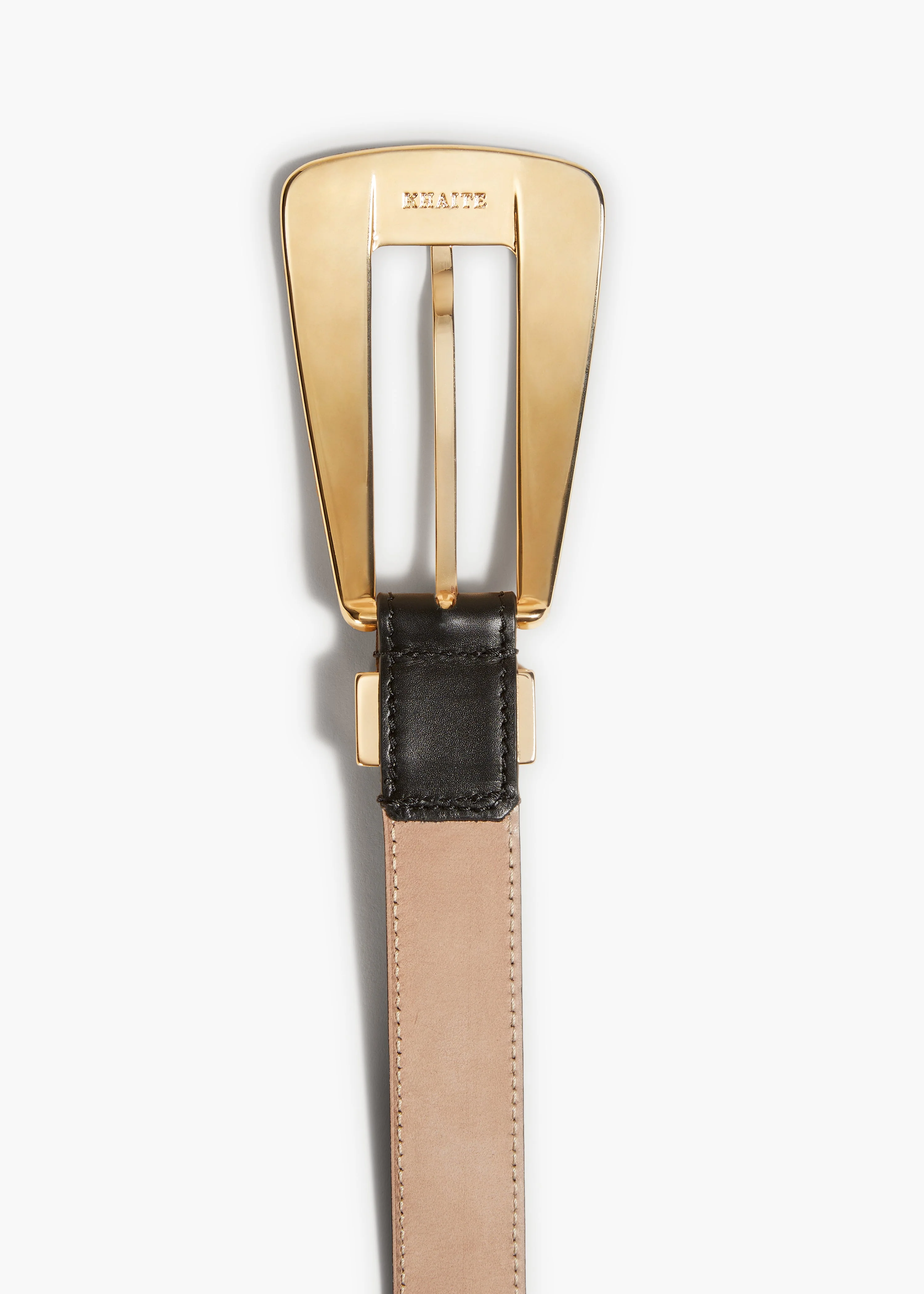 Khaite - Lucca Belt in Black Leather with Gold - Image 9