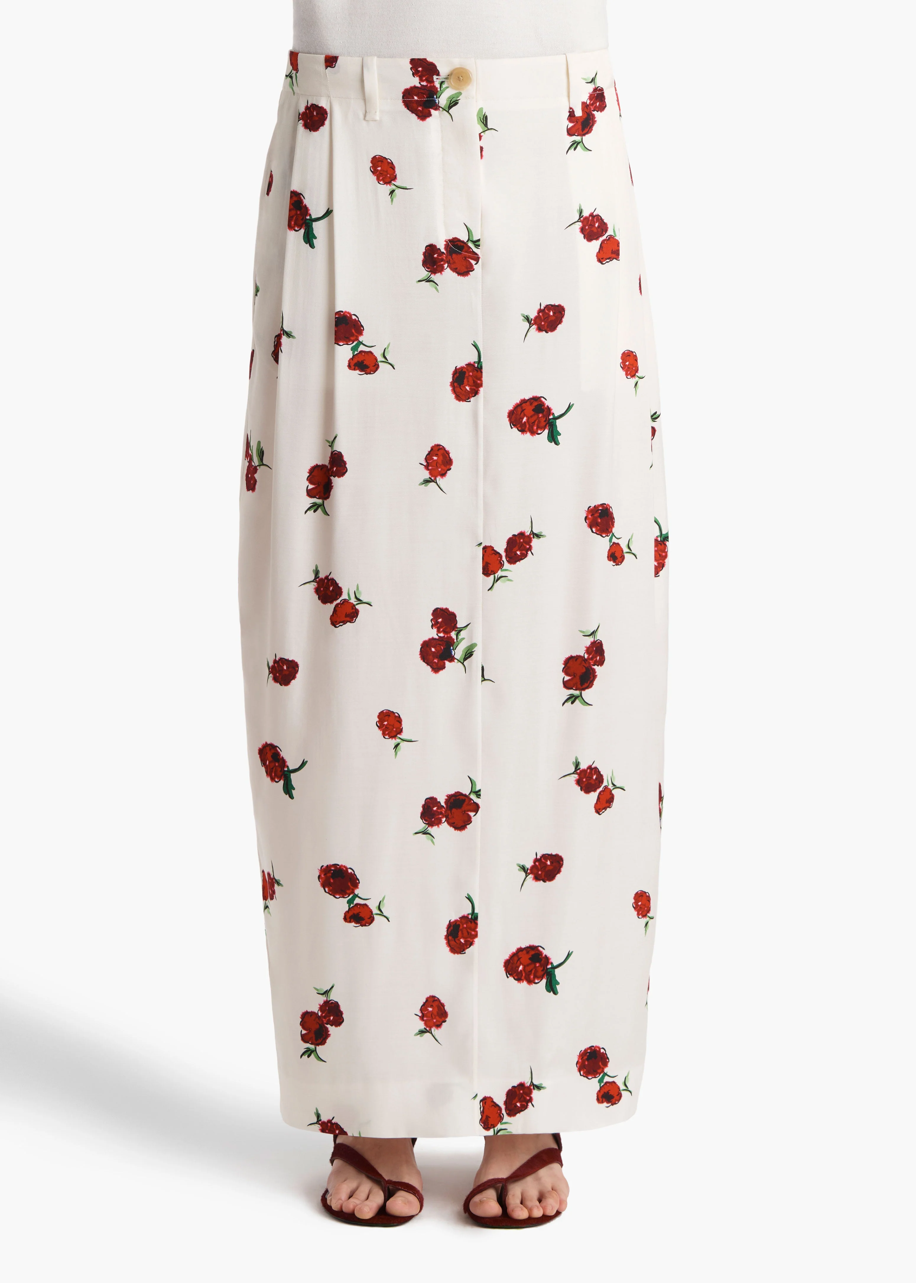 Khaite - Lucian Skirt in Cream with Raspberry Print - Image 10