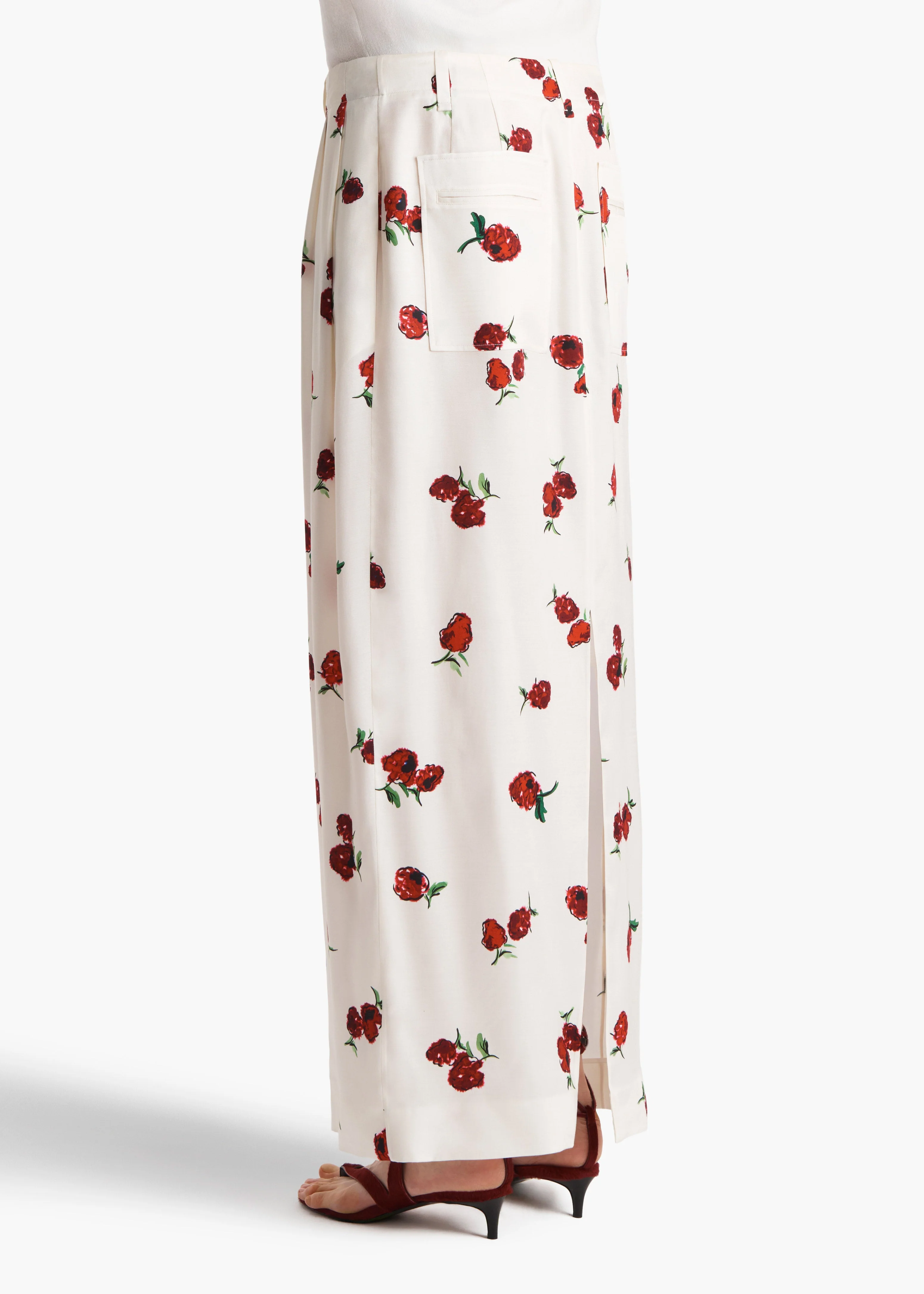 Khaite - Lucian Skirt in Cream with Raspberry Print - Image 11