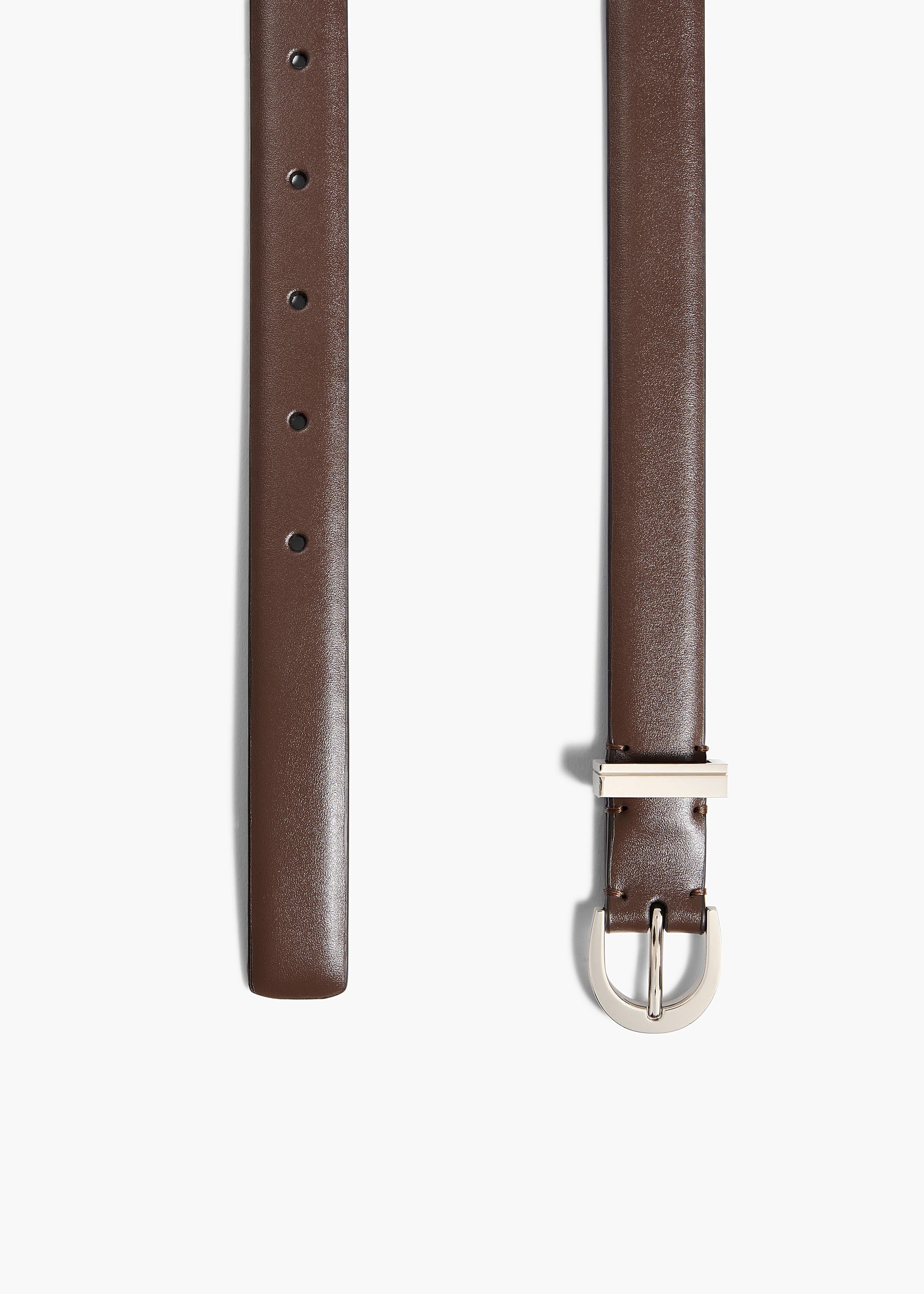 Khaite - Luna Belt in Dark Umber Leather with Silver - Image 2