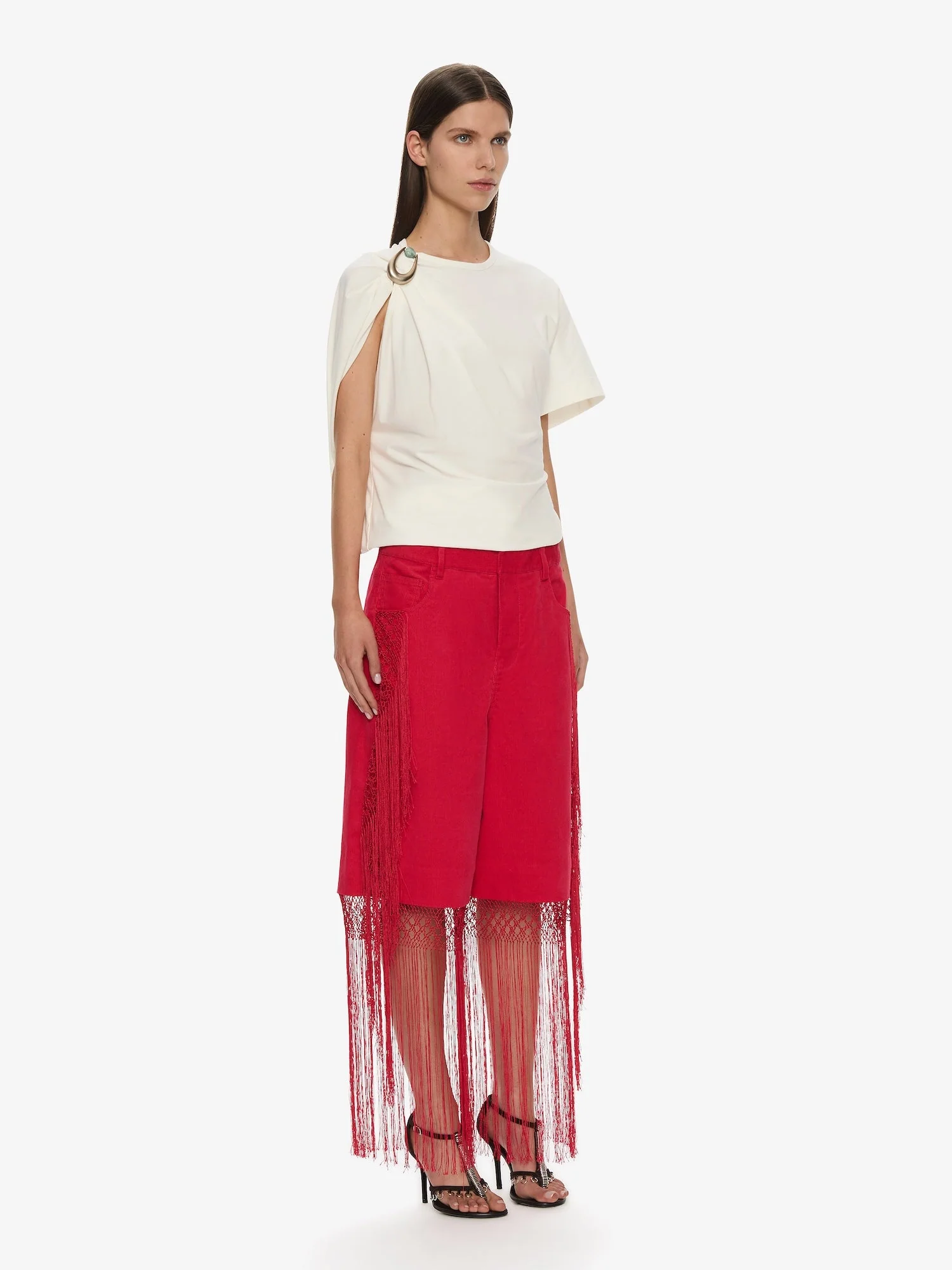 Christopher Esber - Macrame Fringed Corduroy Cropped Jean - Image 7