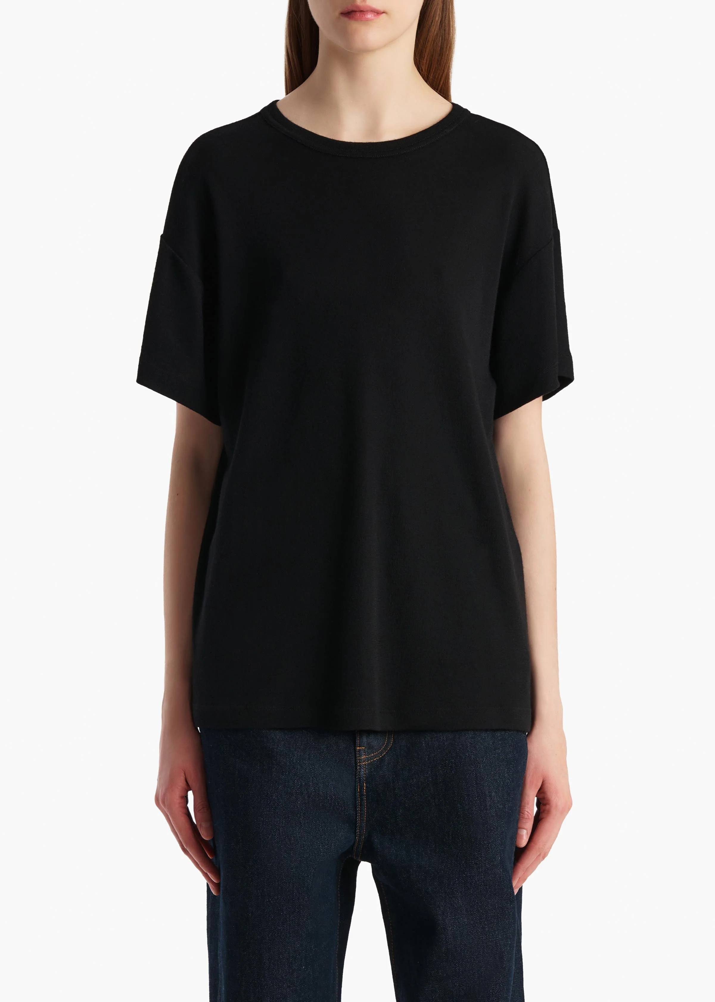 Khaite - Maeve T - Shirt in Black Silk Cashmere Jersey - Image 3