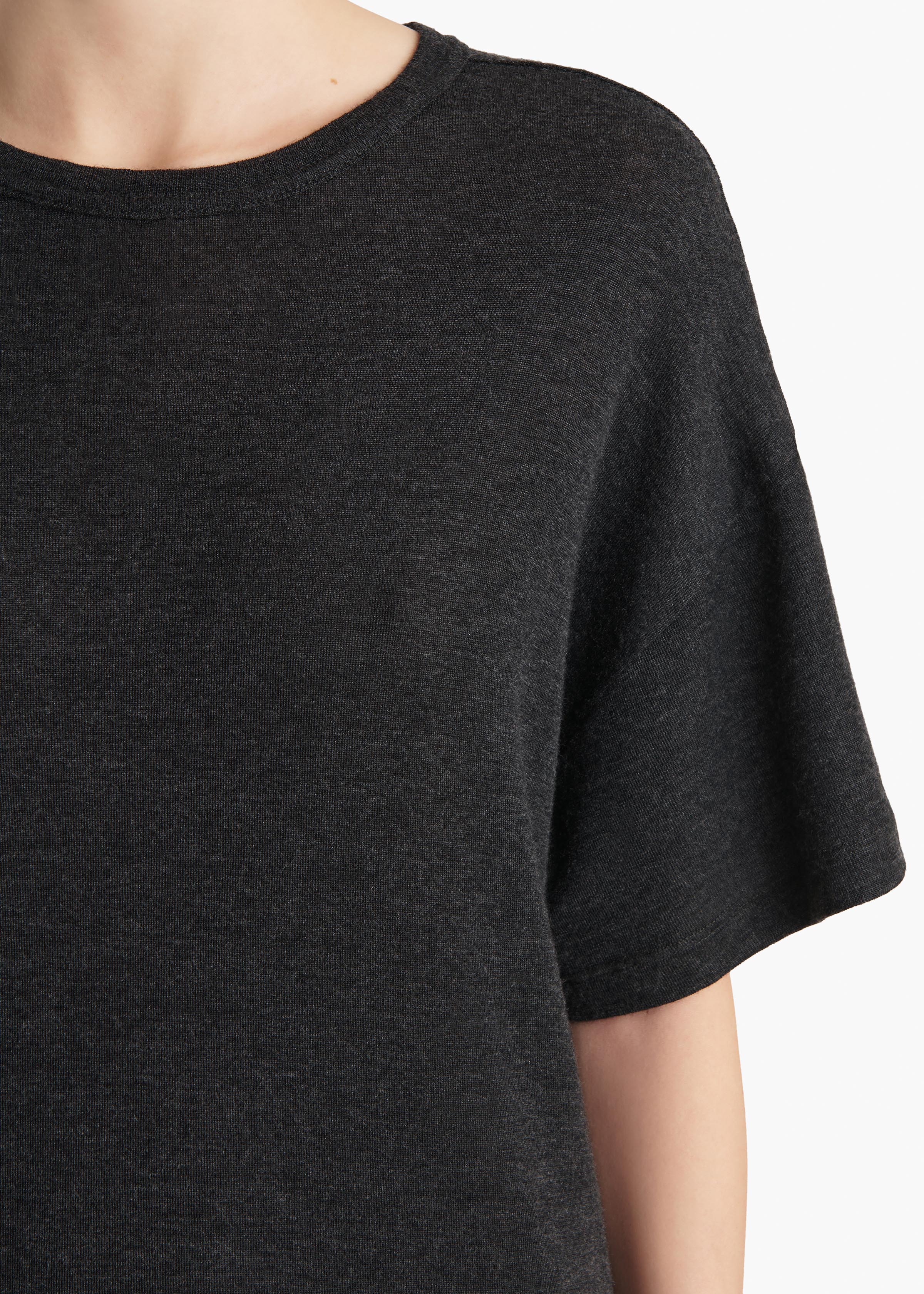 Khaite - Maeve T - Shirt in Charcoal Silk Cashmere Jersey - Image 13