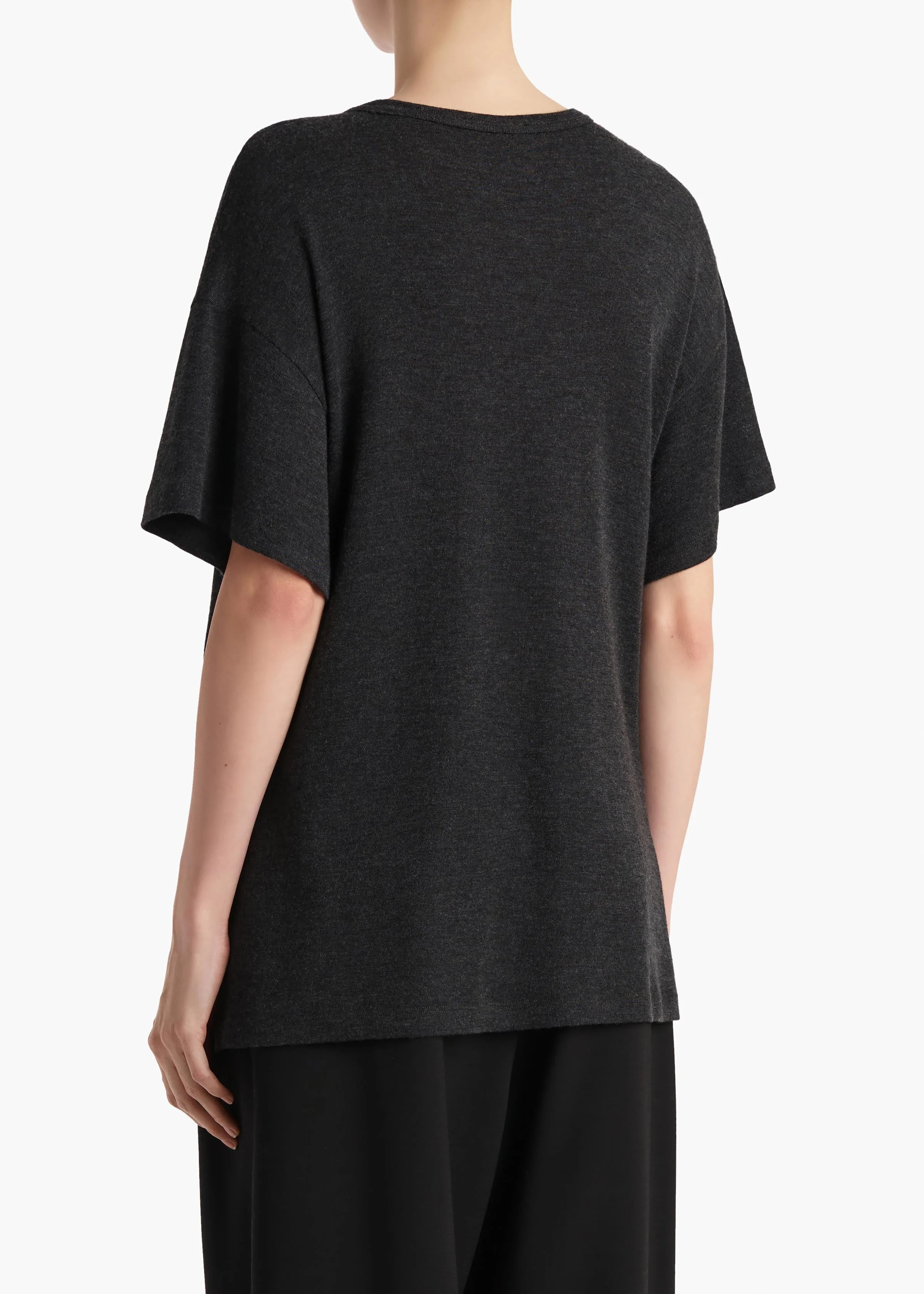 Khaite - Maeve T - Shirt in Charcoal Silk Cashmere Jersey - Image 4
