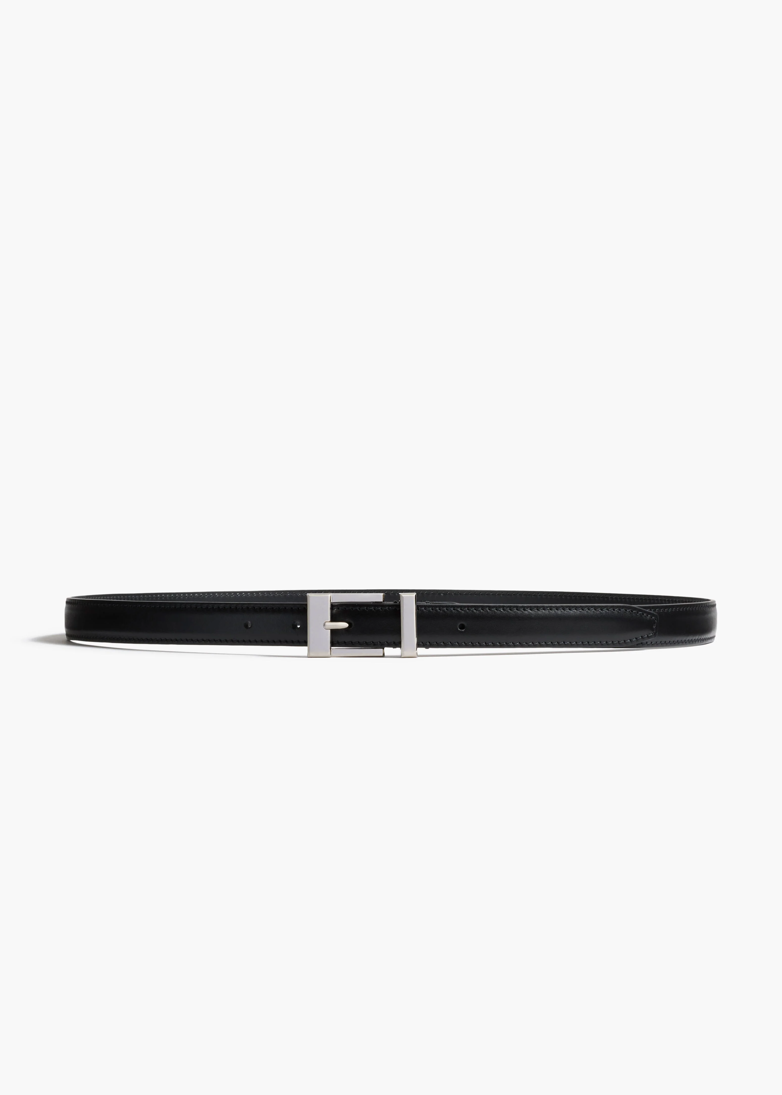 Khaite - Manhattan Belt in Black Leather with Silver - Image 4