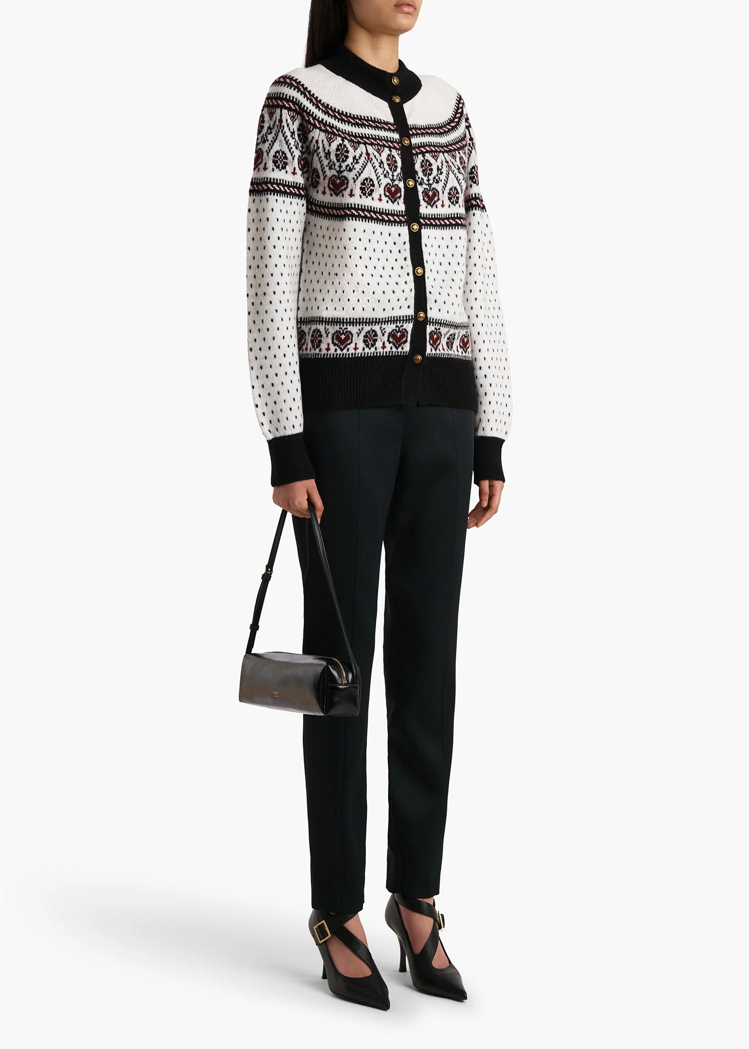 Khaite - Marc Cardigan in Ivory and Red Multi - Image 2