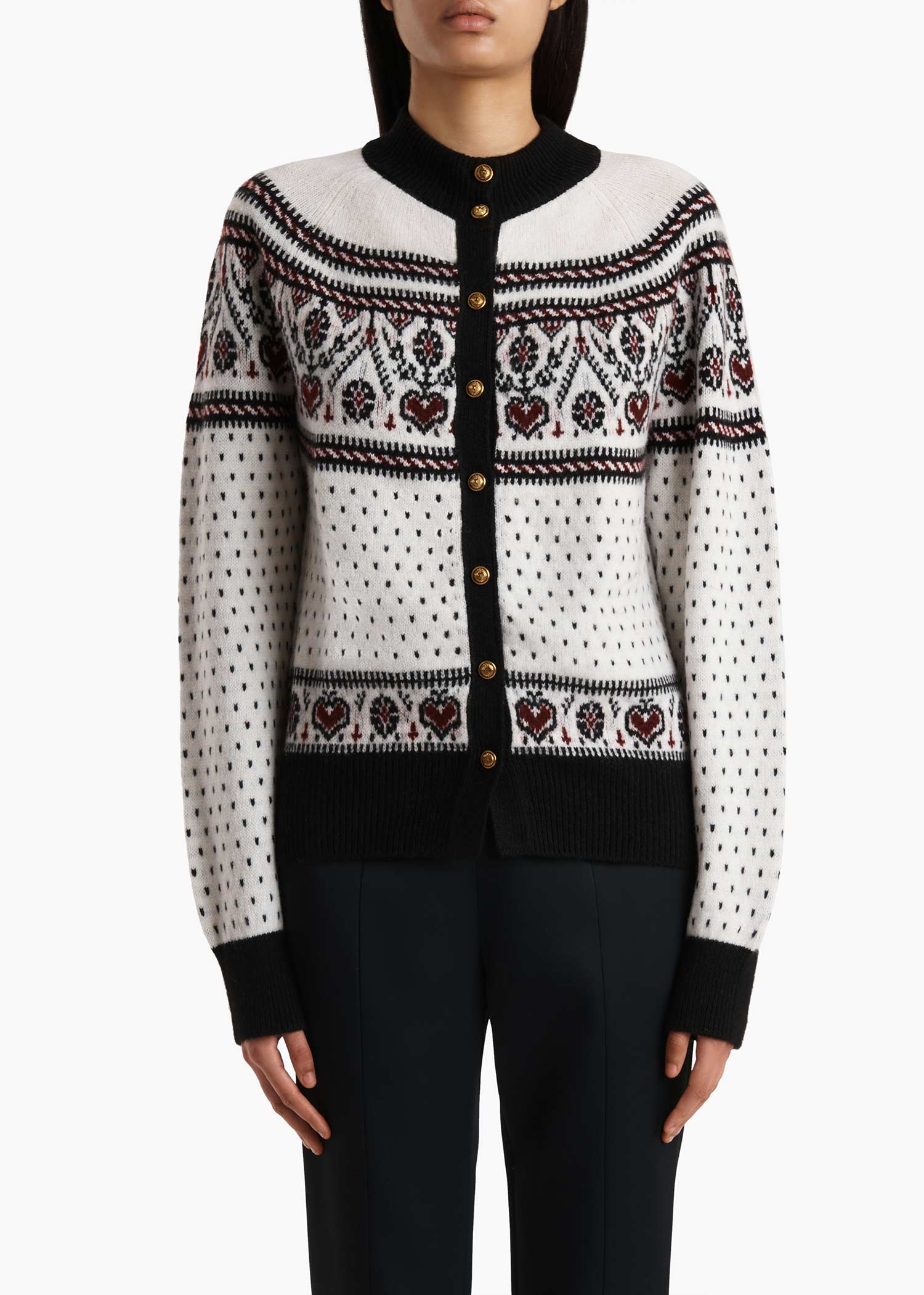 Khaite - Marc Cardigan in Ivory and Red Multi - Image 3