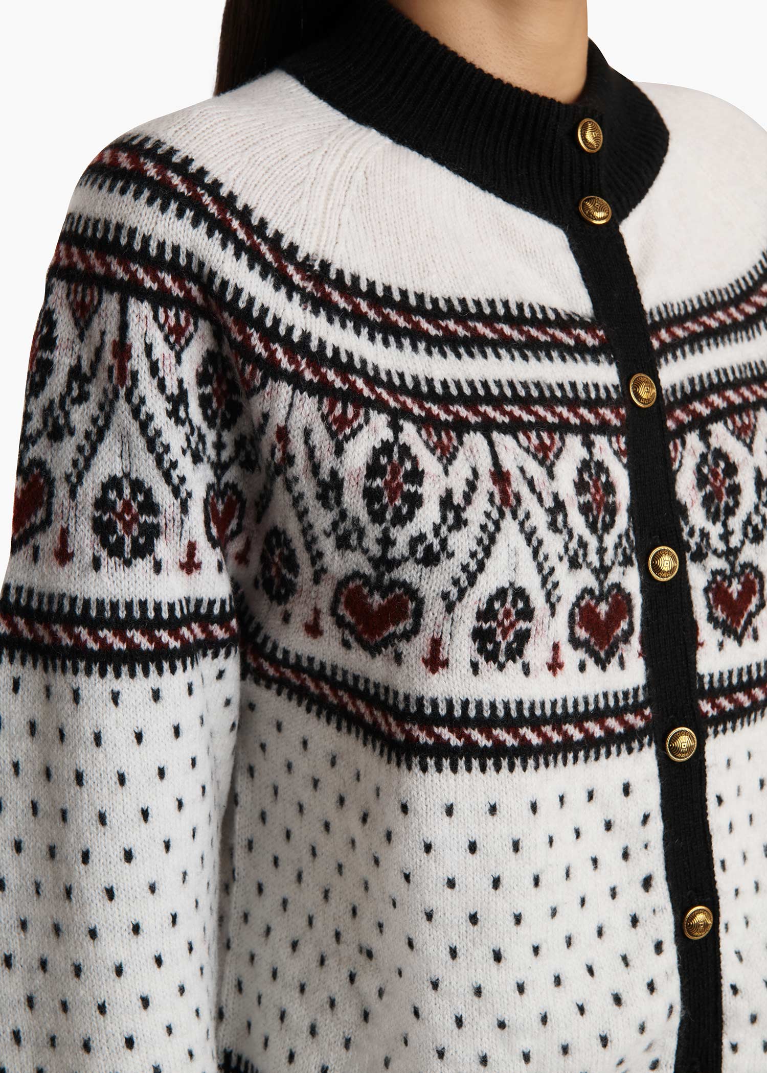 Khaite - Marc Cardigan in Ivory and Red Multi - Image 6