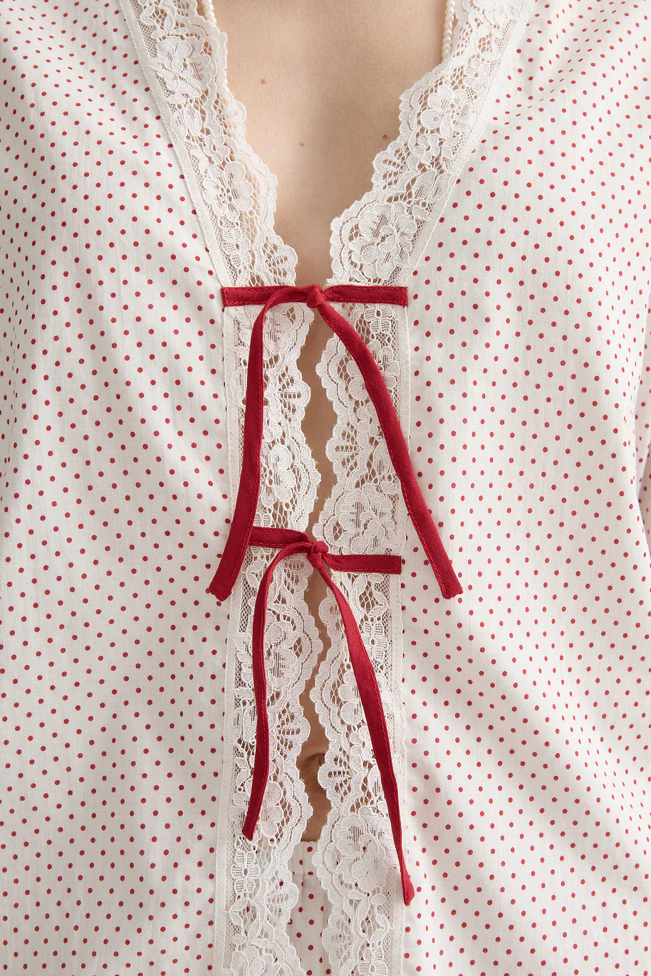 Posse - MARLOWE BLOUSE - CREAM & RED POLKA DOT - Image 7