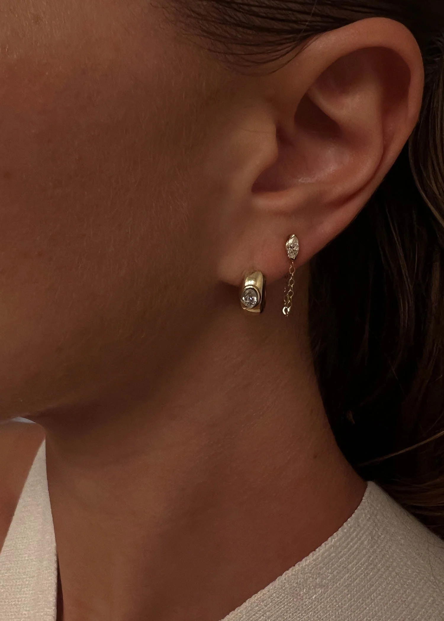 Kinn - Marquise Chain Earrings Diamond - Image 2