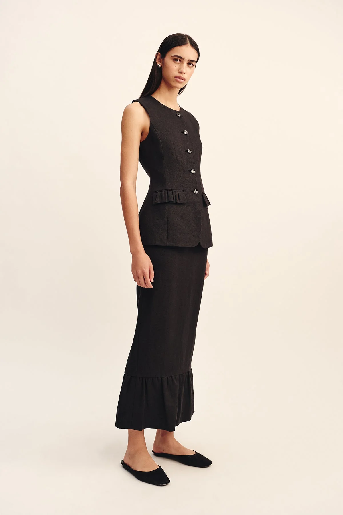 Posse - MATILDA COLUMN SKIRT - BLACK - Image 2
