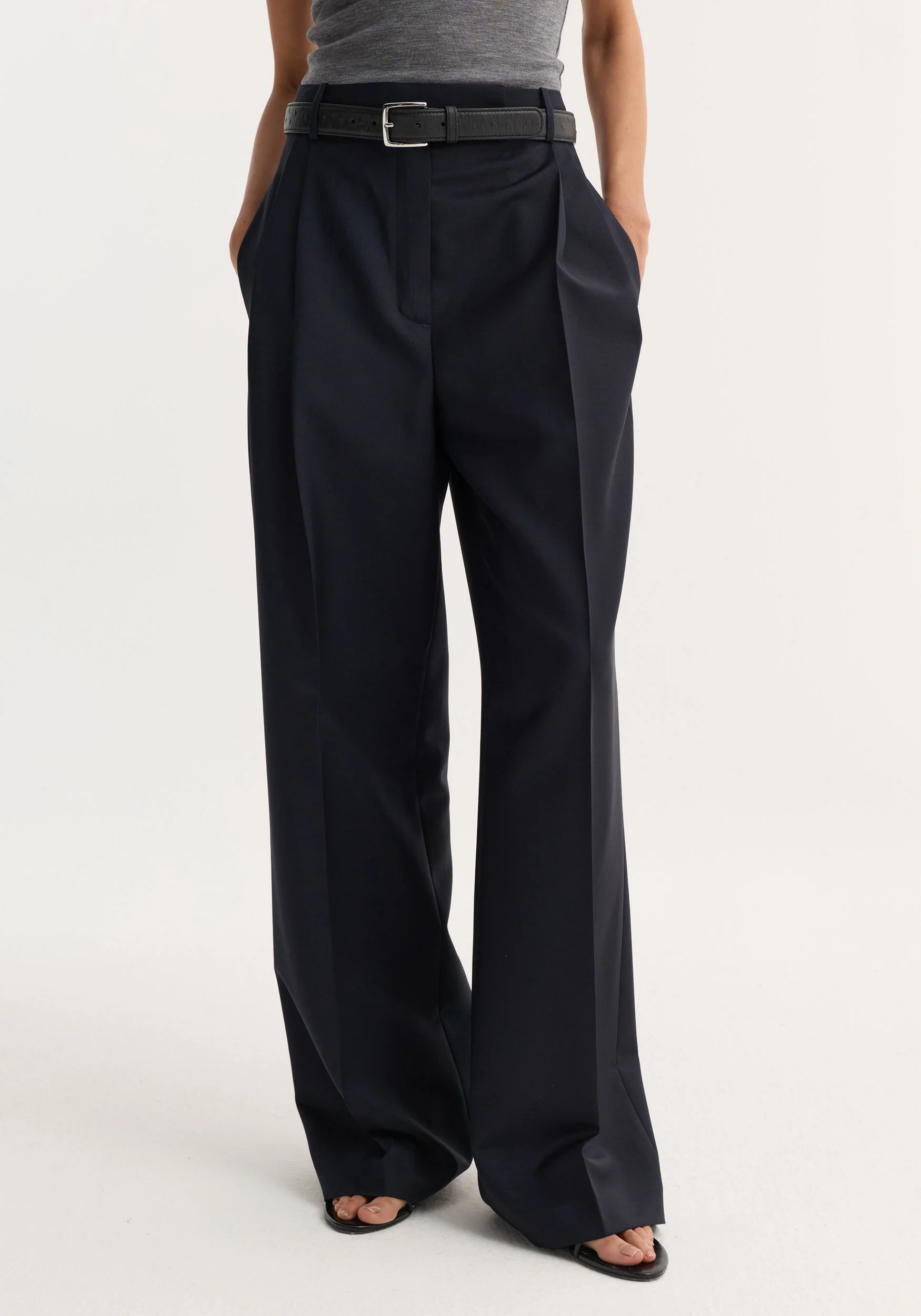ROHE - Mid - waist tailored trousers | navy - Image 2