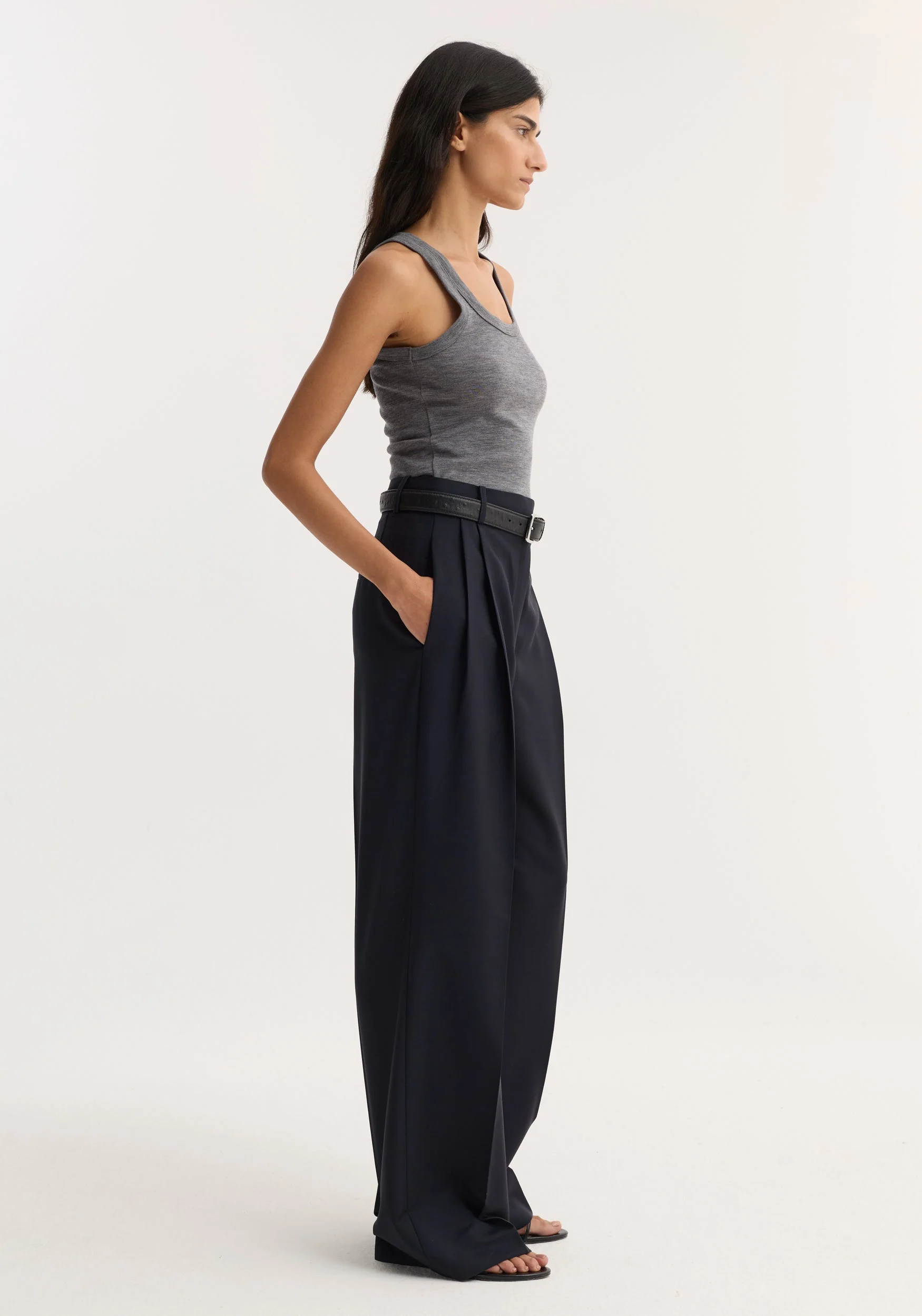 ROHE - Mid - waist tailored trousers | navy - Image 3