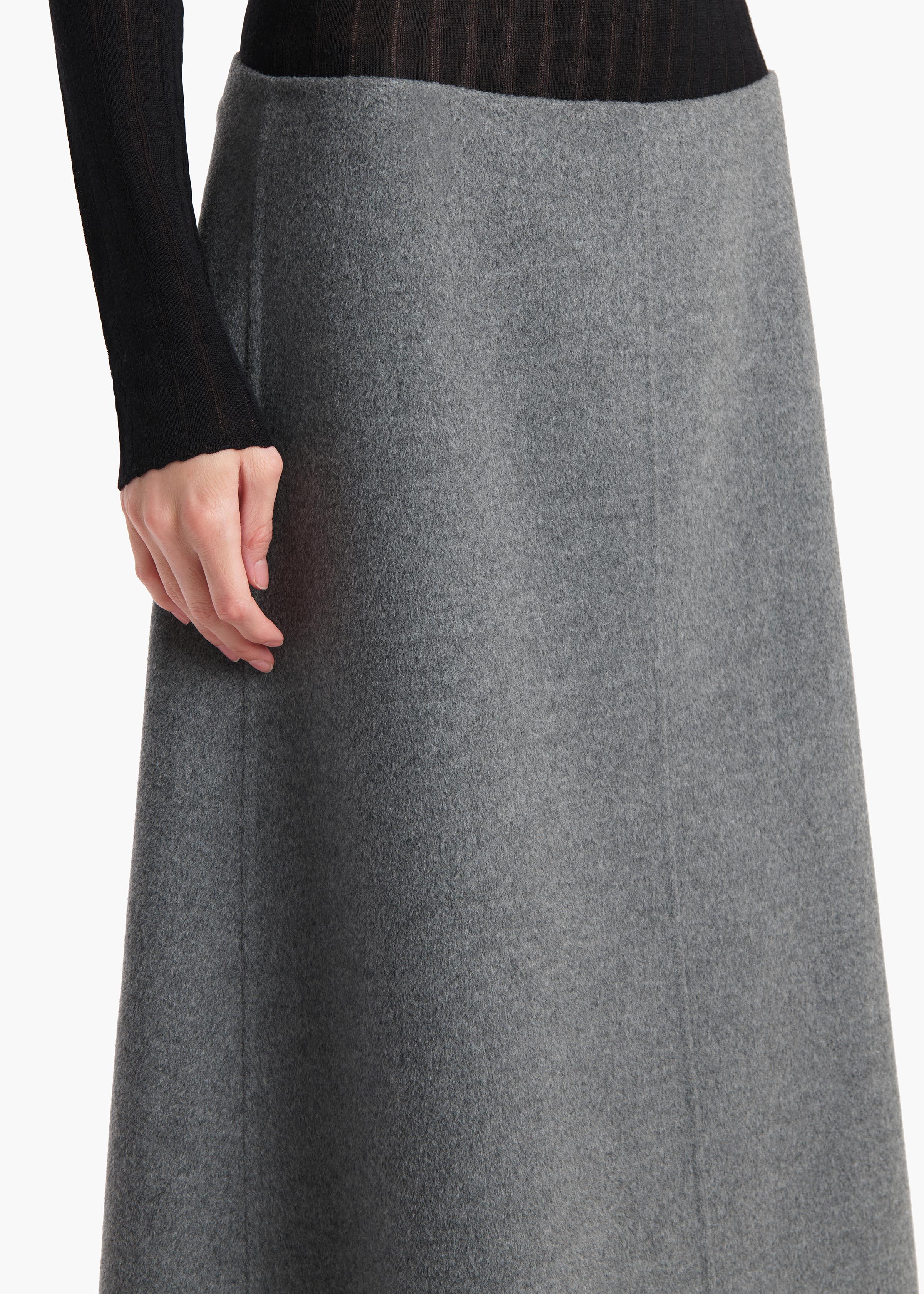 Khaite - Nania Skirt in Grey Melange - Image 5