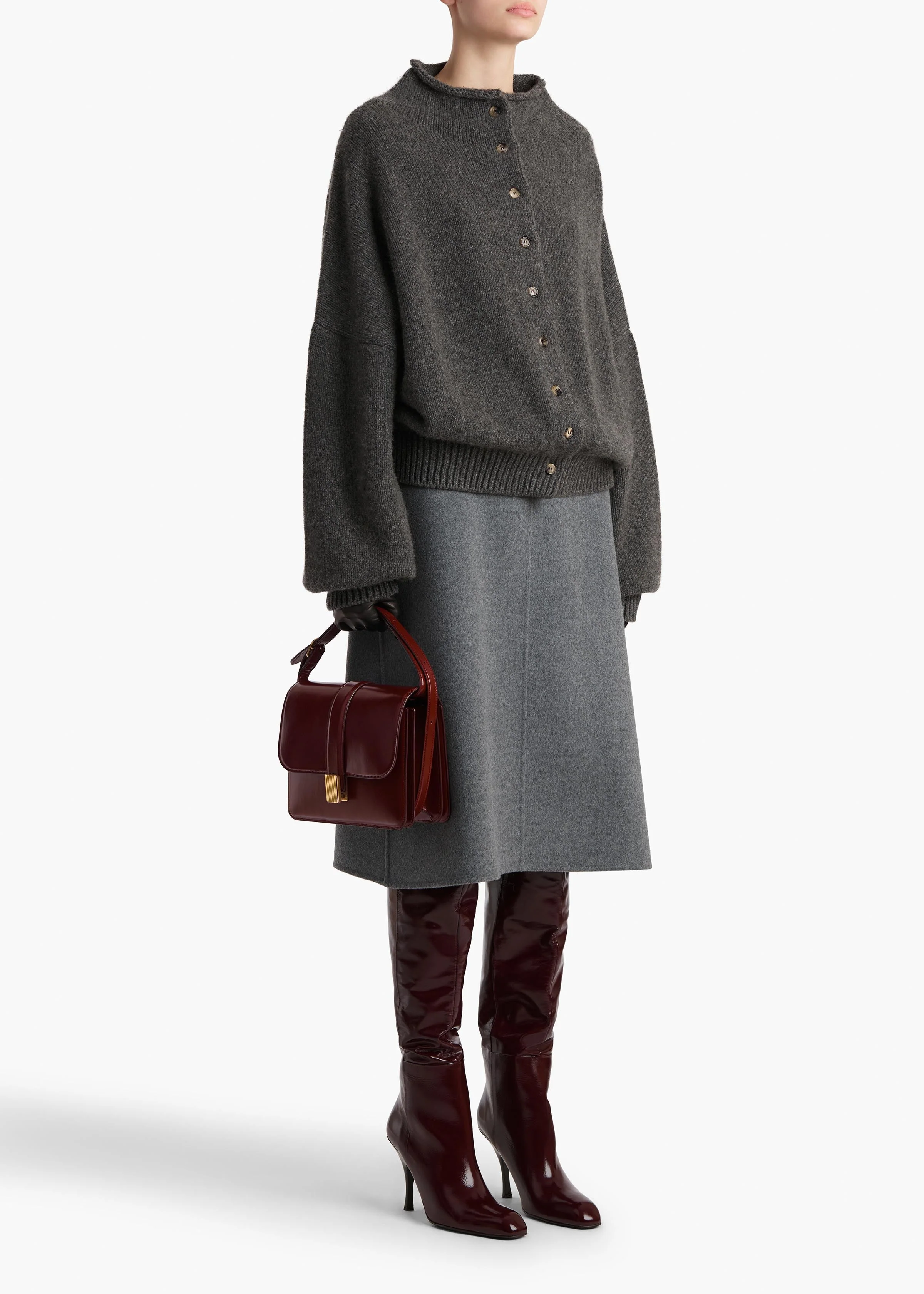 Khaite - Nania Skirt in Grey Melange - Image 9