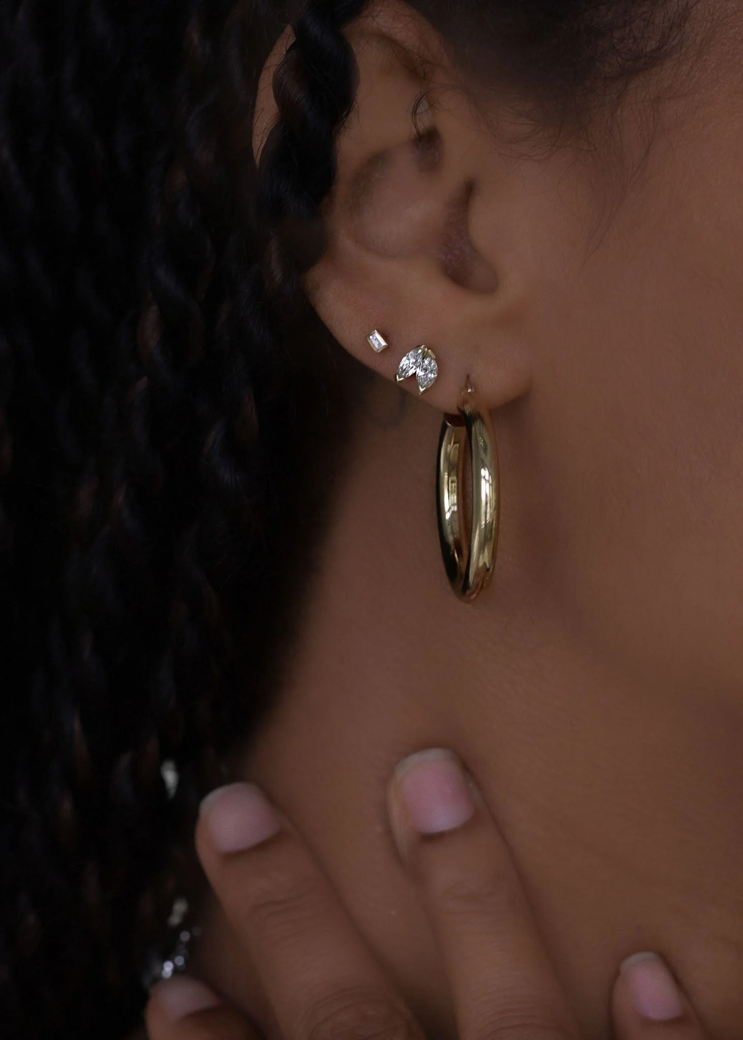 Kinn - Naomi Baguette Stud Earrings Diamond - Image 2