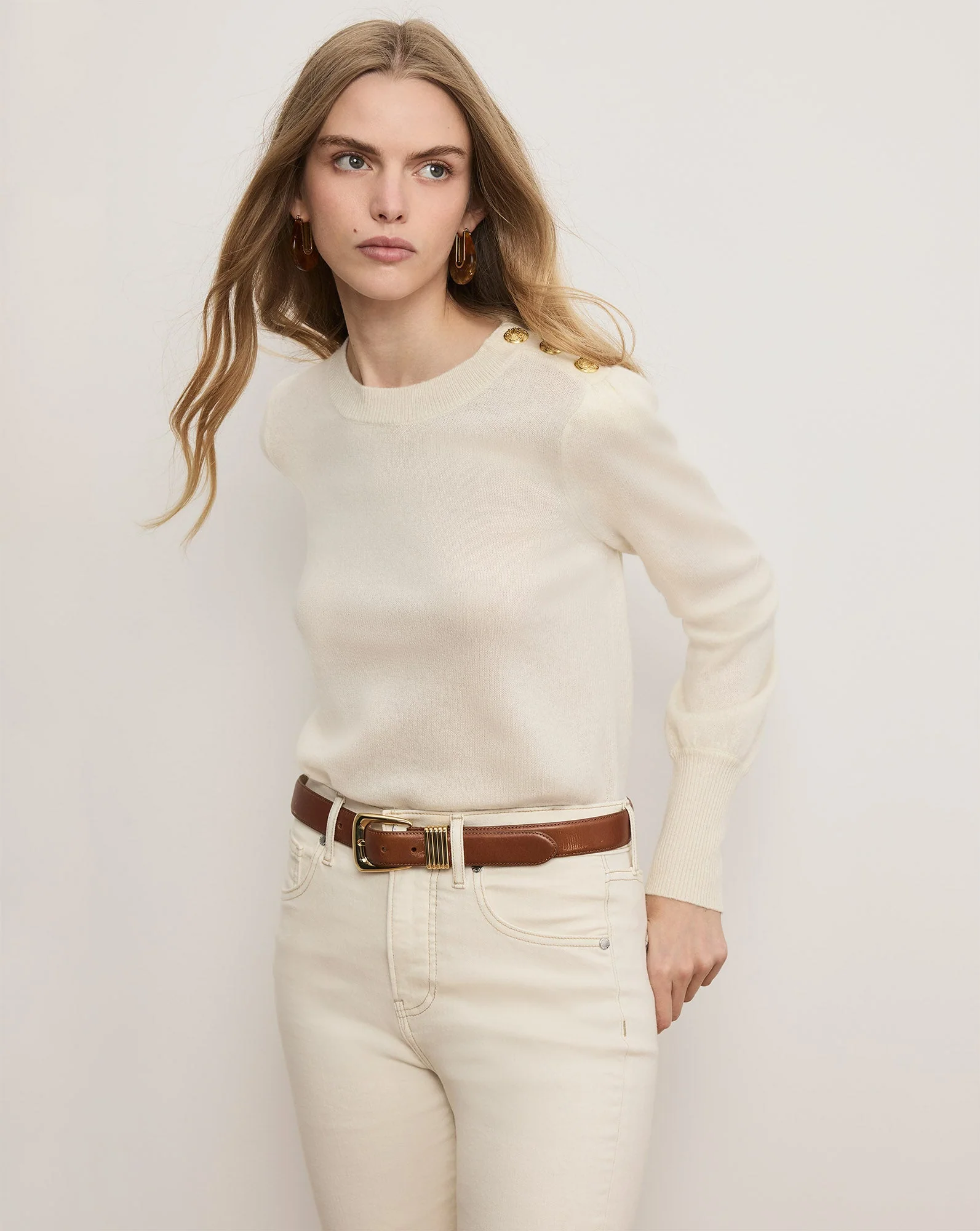 Veronica Beard - Nelia Cashmere Pullover | Button Accent - Image 6