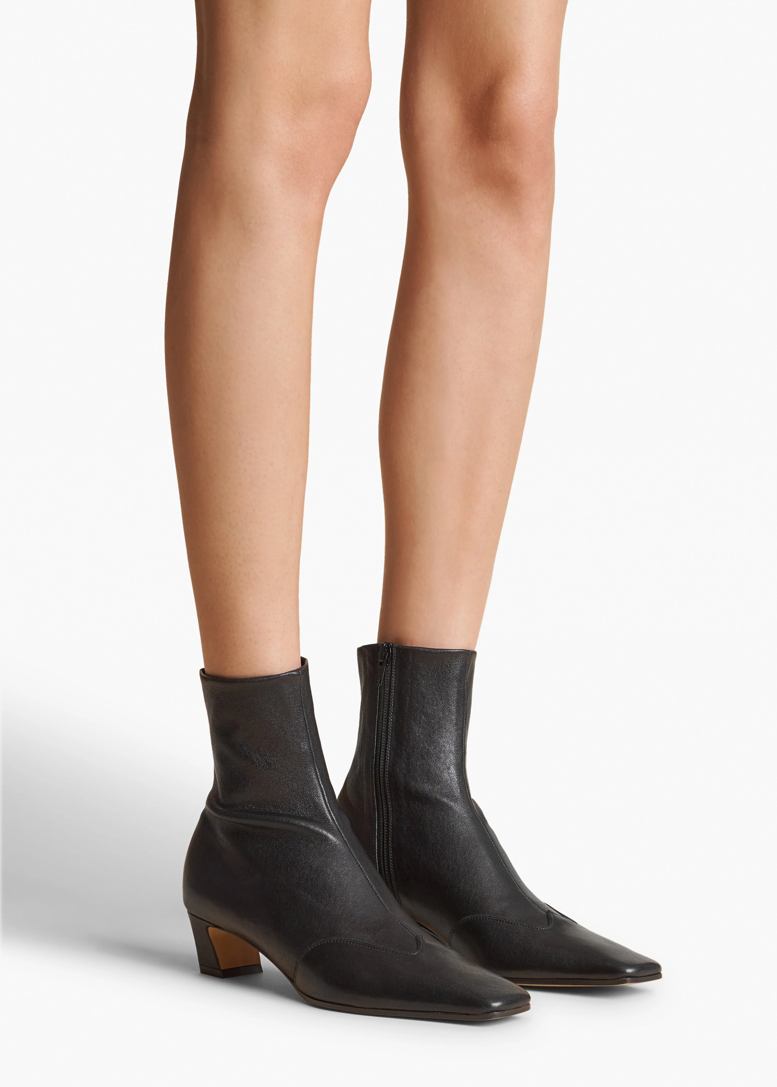 Khaite - Nevada Stretch Low Boot in Black Nappa Leather - Image 11