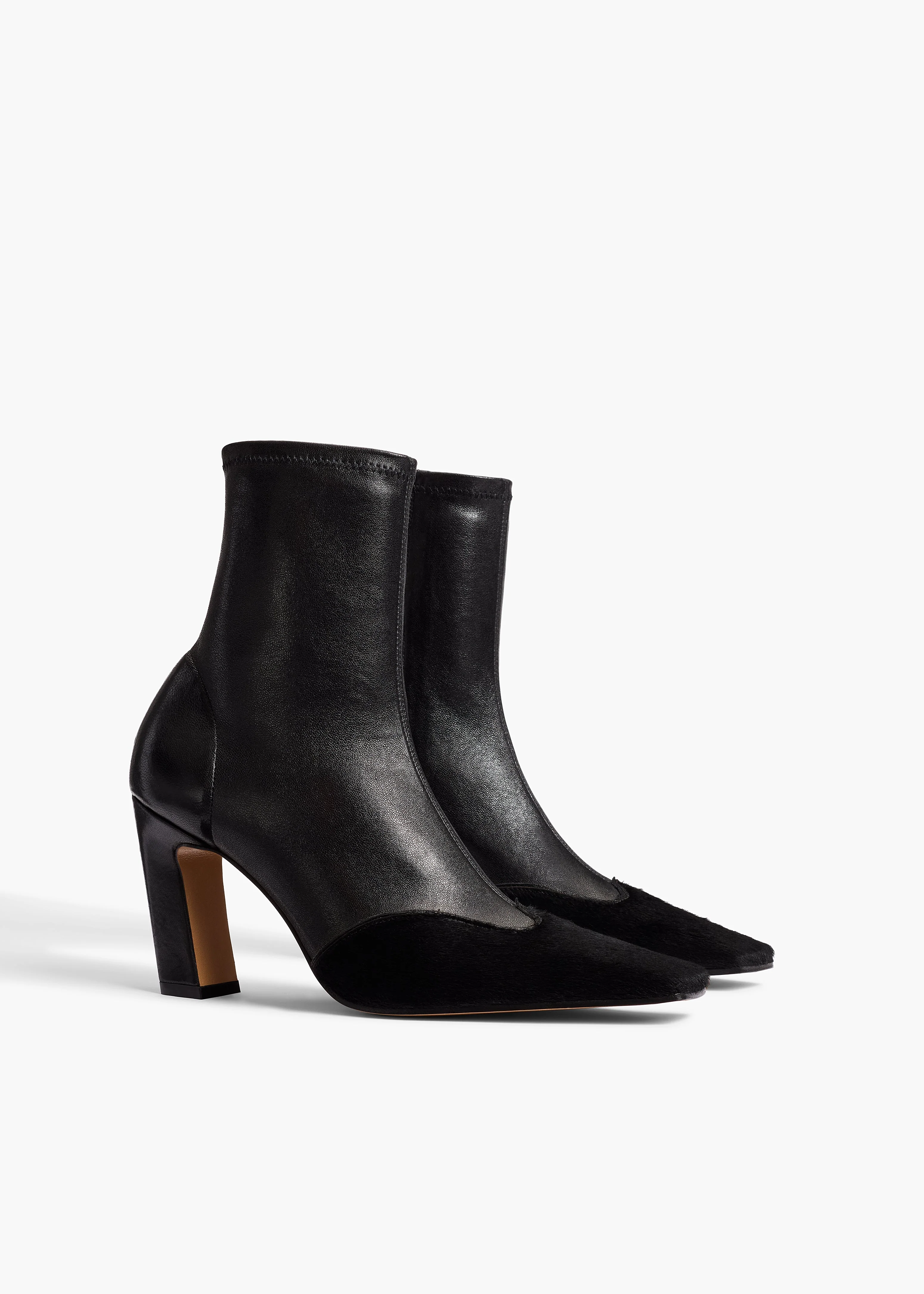 Khaite - Nevada Stretch High Boot in Black Leather and Haircalf - Image 2