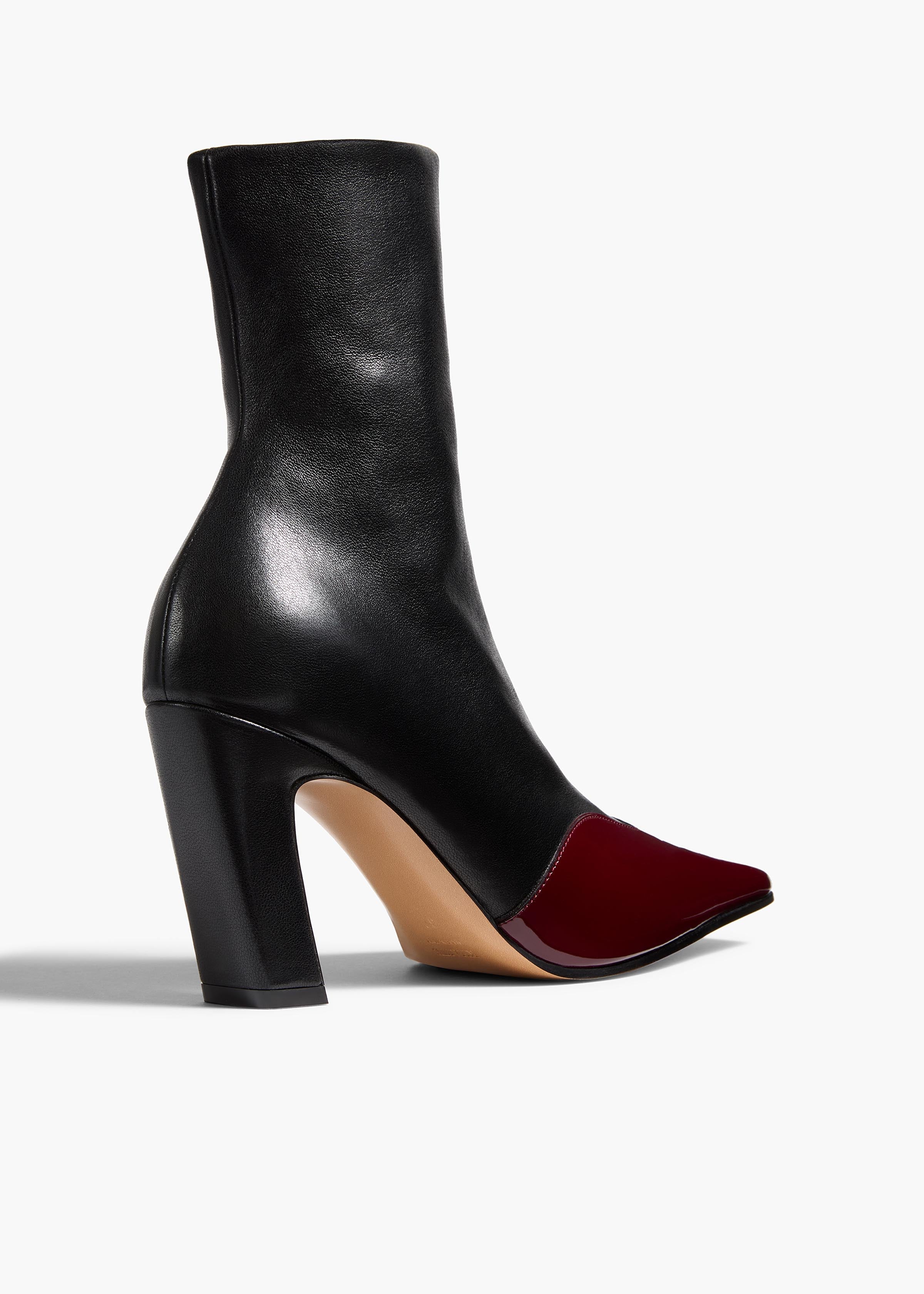 Khaite - Nevada Stretch High Boot in Black Leather with Oxblood Patent Leather - Image 3