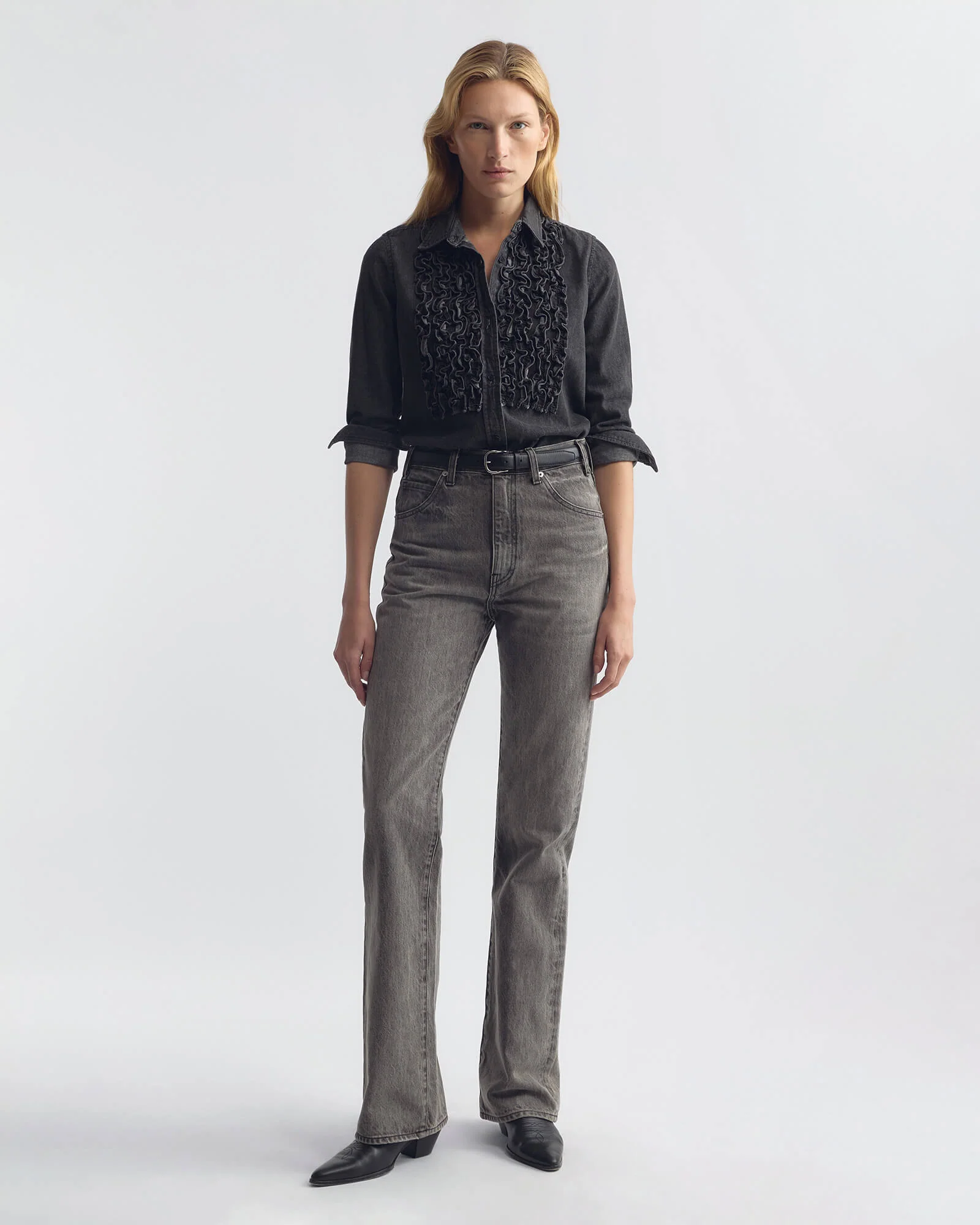 Nili Lotan - EMILIE DENIM RUFFLE SHIRT - Image 5