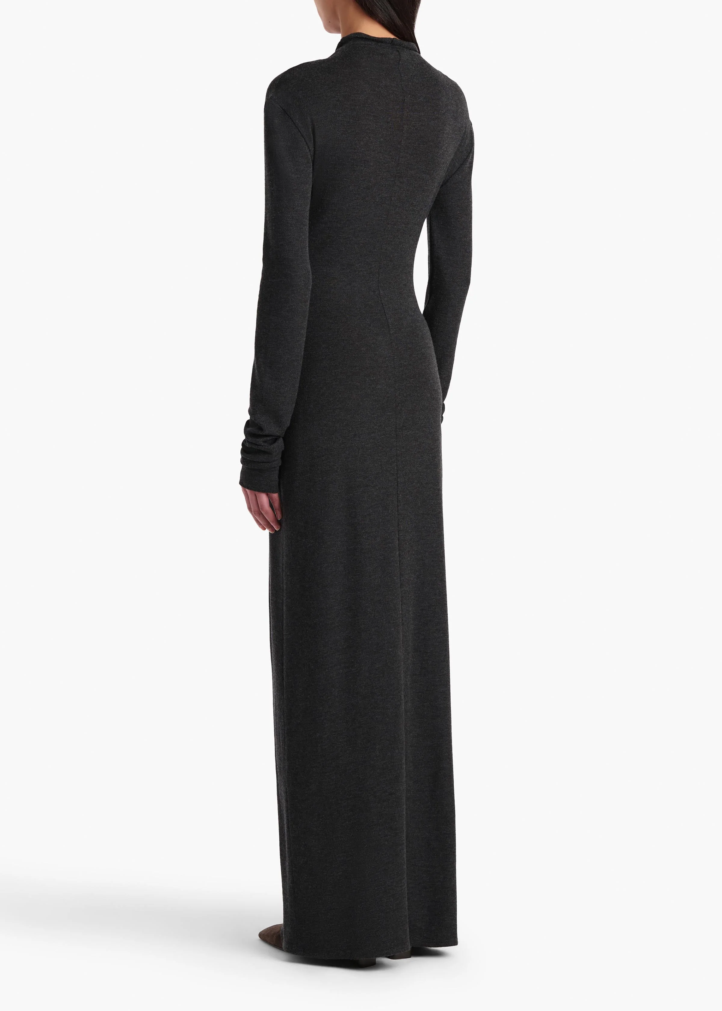 Khaite - Norla Dress in Charcoal Silk Cashmere Jersey - Image 4