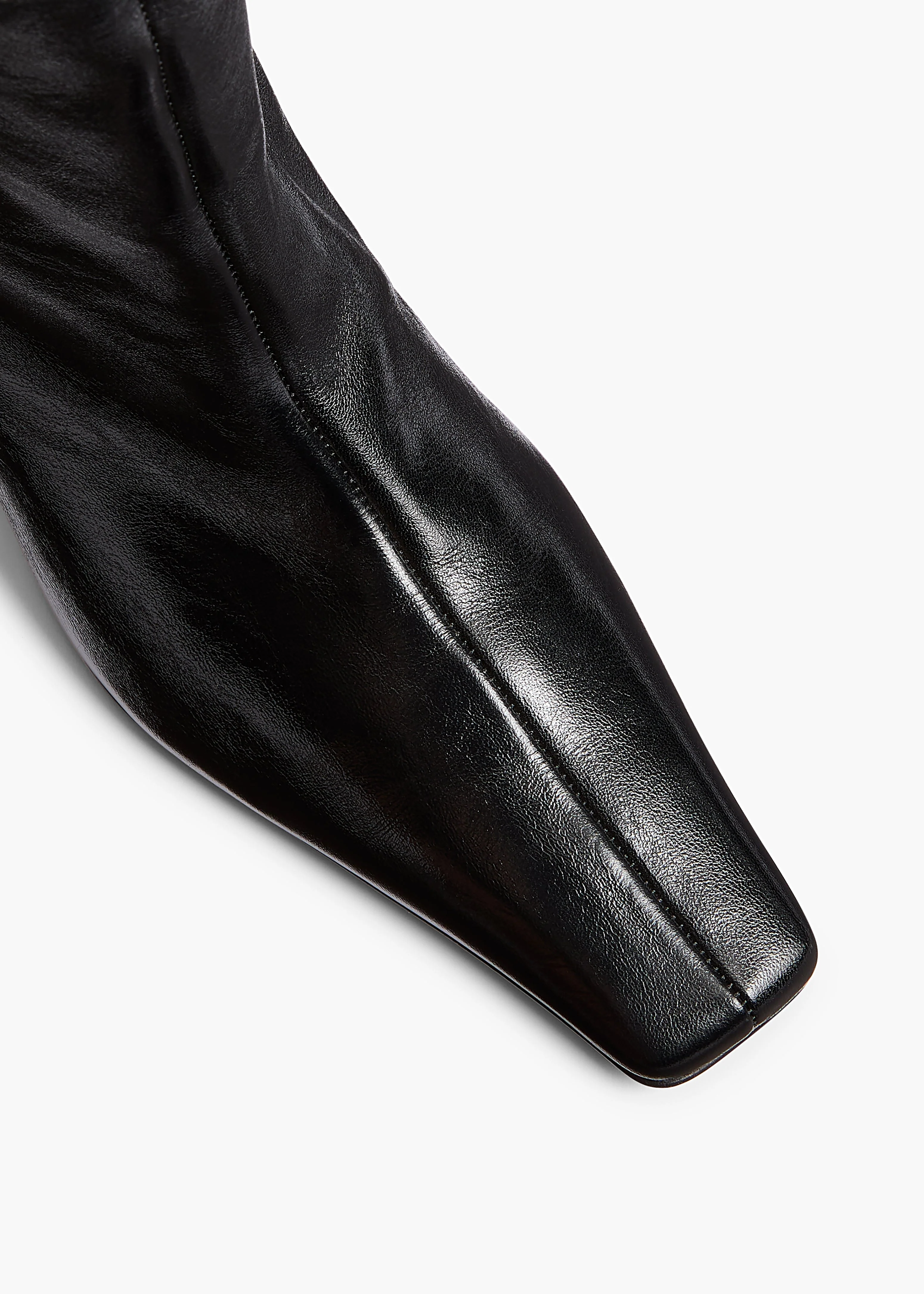 Khaite - Ona Ankle Boot in Black Glazed Leather - Image 3