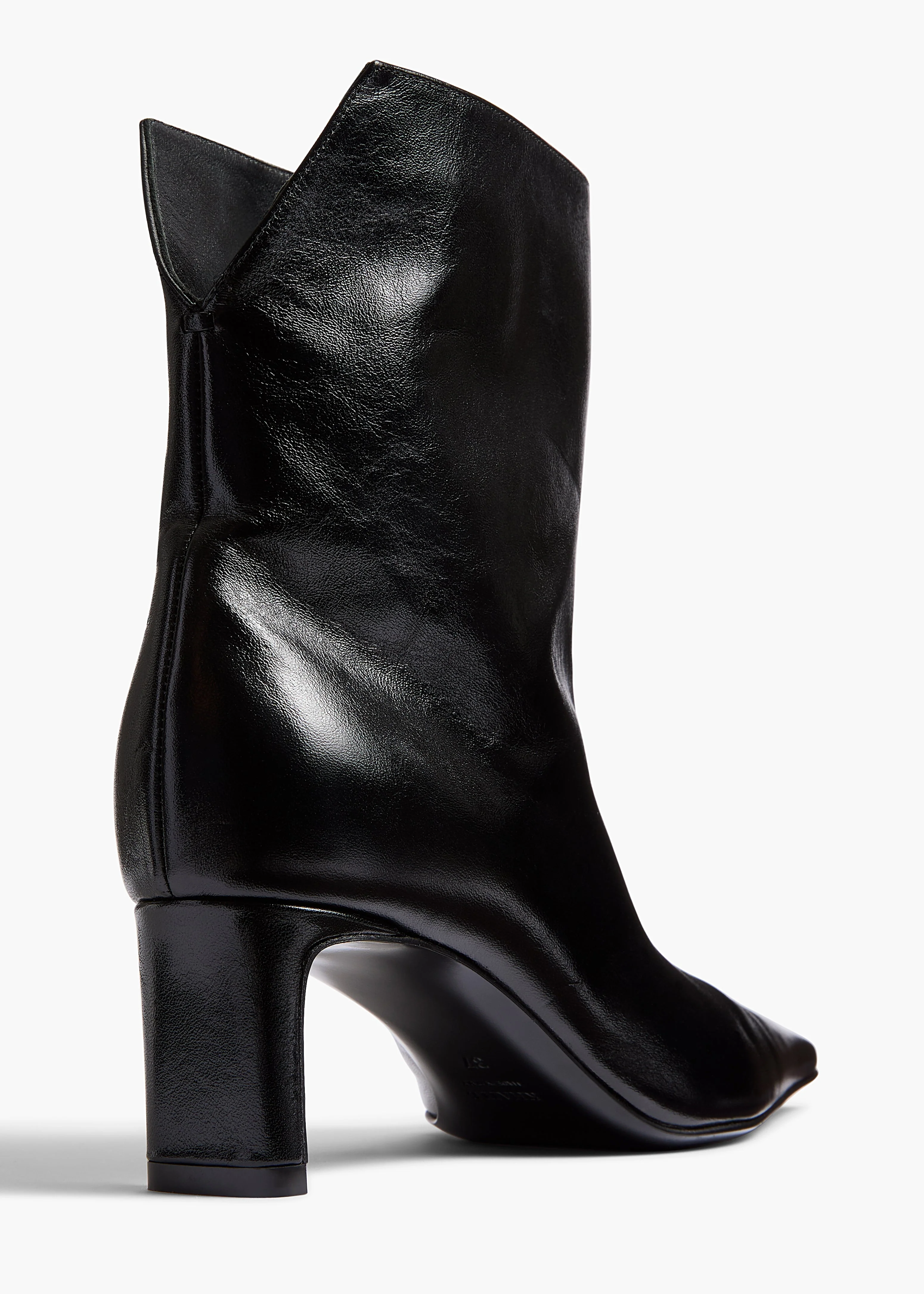 Khaite - Ona Ankle Boot in Black Glazed Leather - Image 4