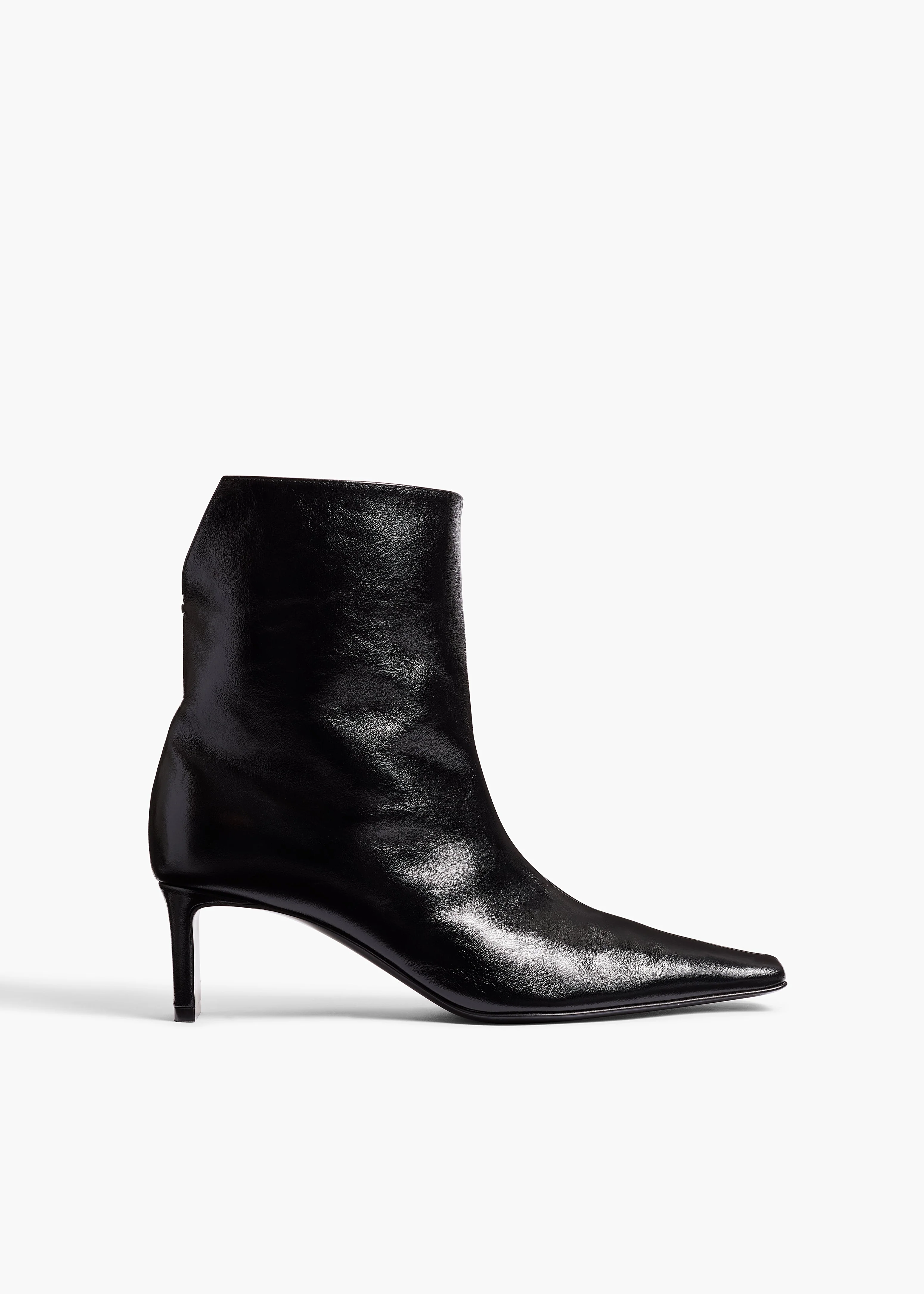 Khaite - Ona Ankle Boot in Black Glazed Leather - Image 8