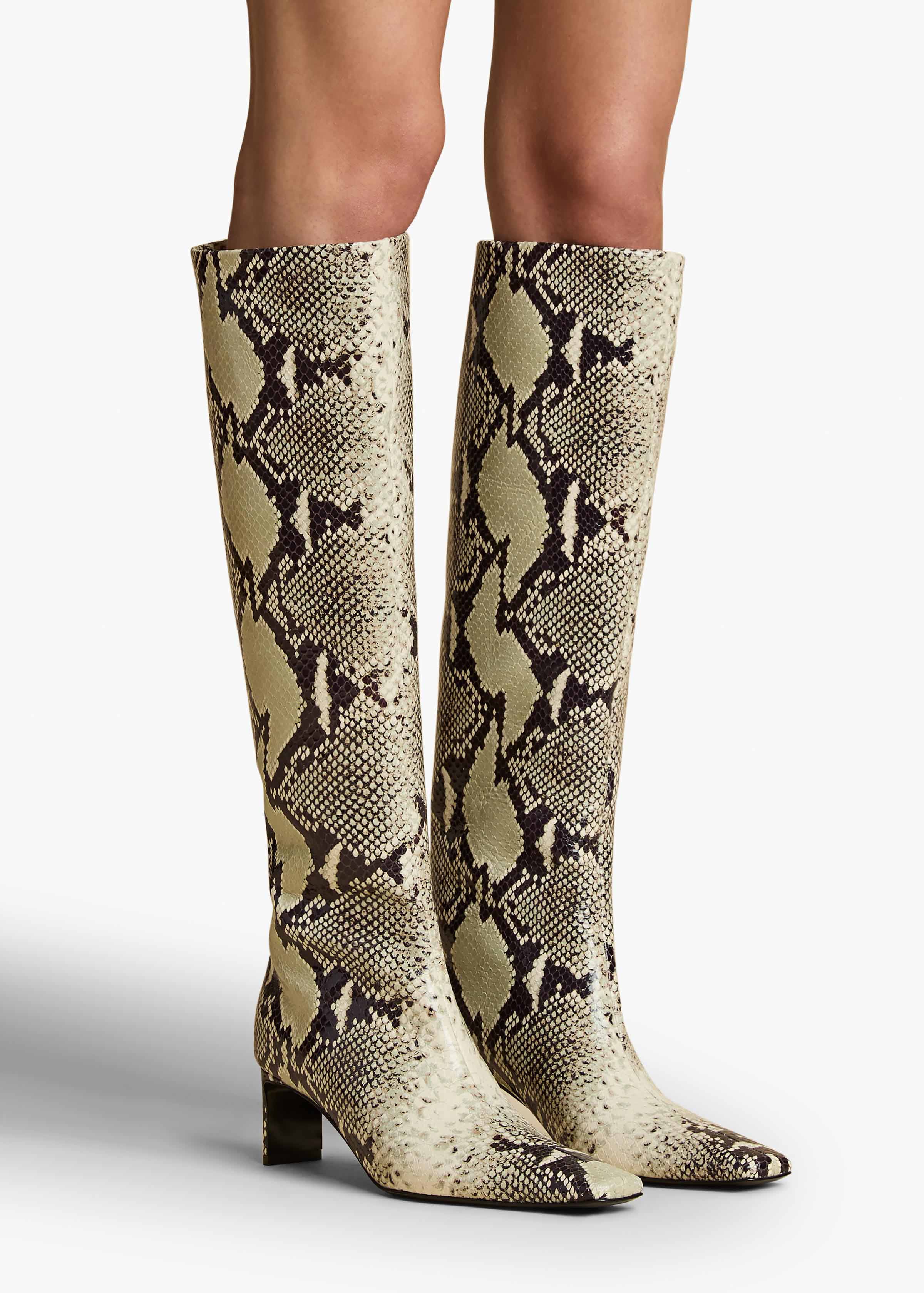 Khaite - Ona Knee - High Boot in Natural Python - Embossed Leather - Image 5