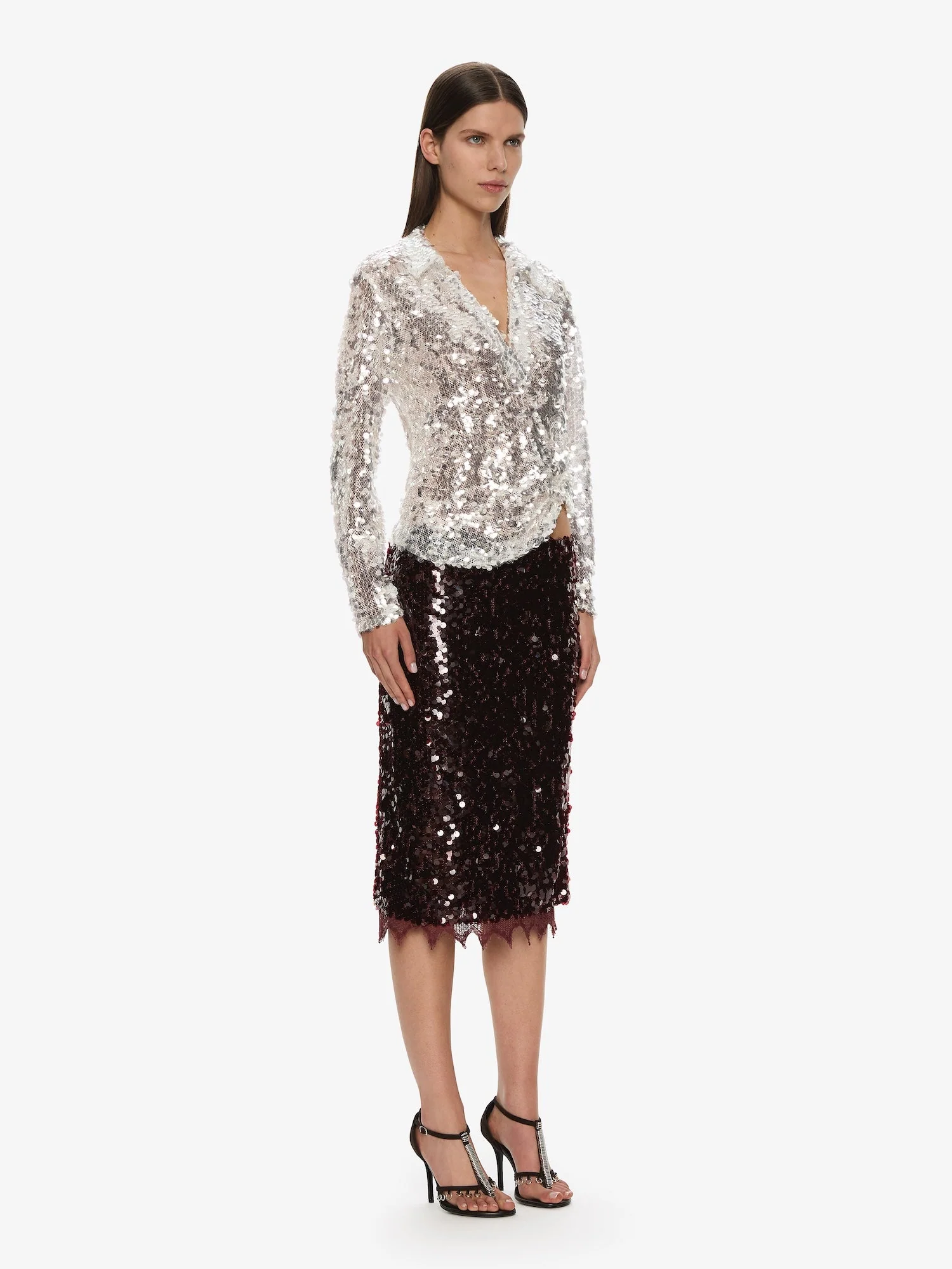 Christopher Esber - Opaline Sequin Long Sleeve Polo - Image 3