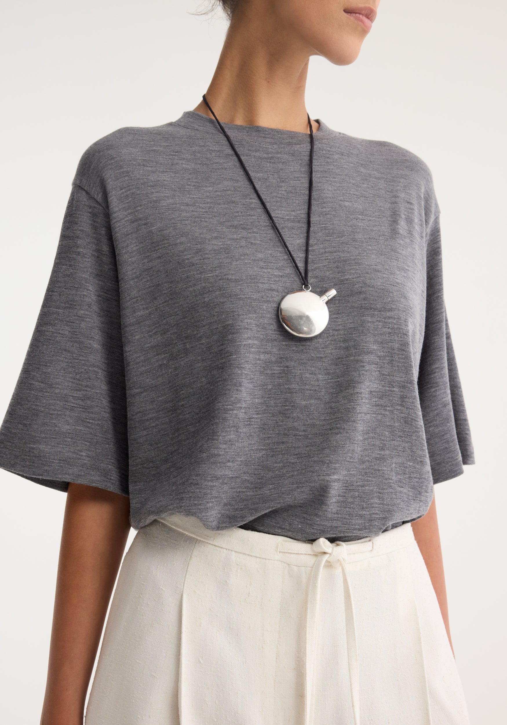 ROHE - Oversized soft merino t - shirt | mid grey melange - Image 2