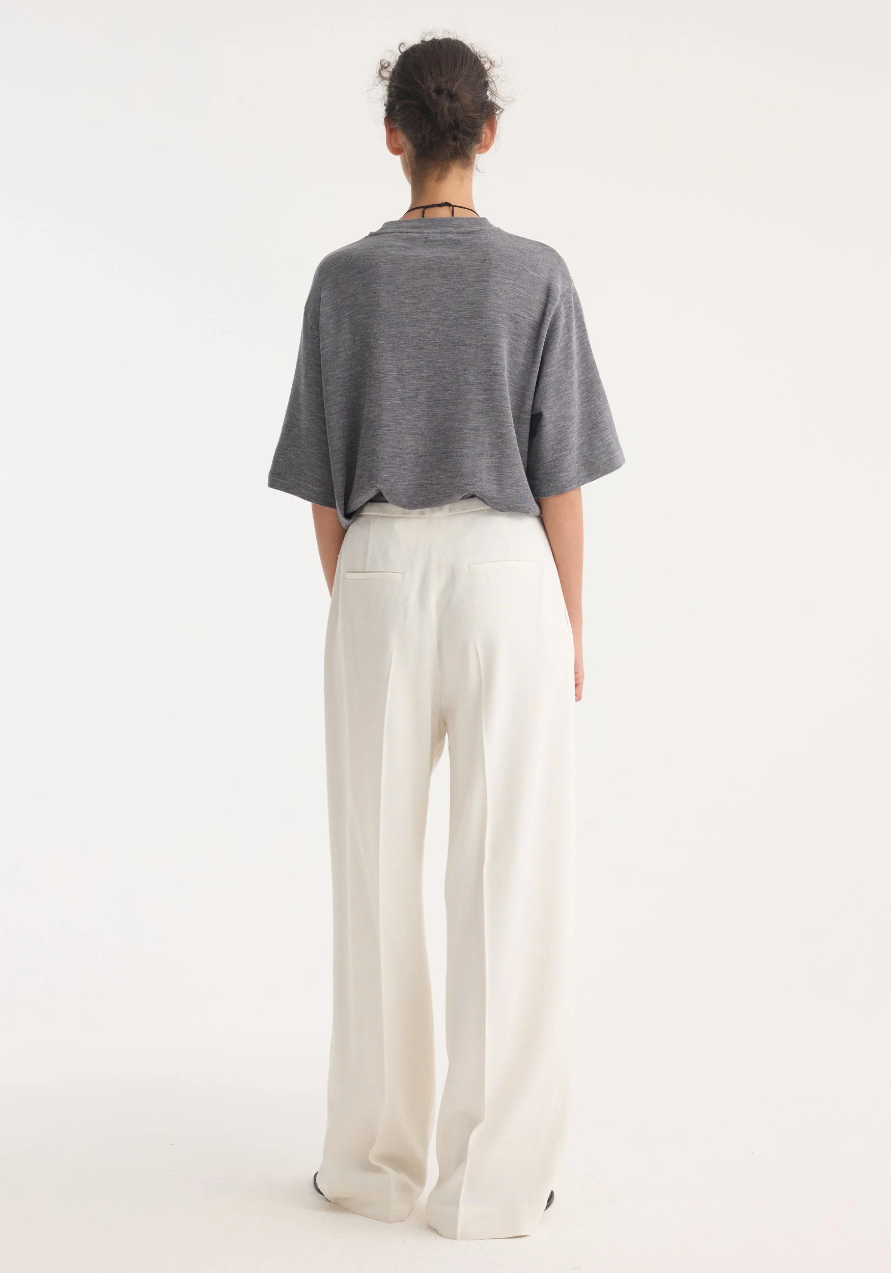 ROHE - Oversized soft merino t - shirt | mid grey melange - Image 4