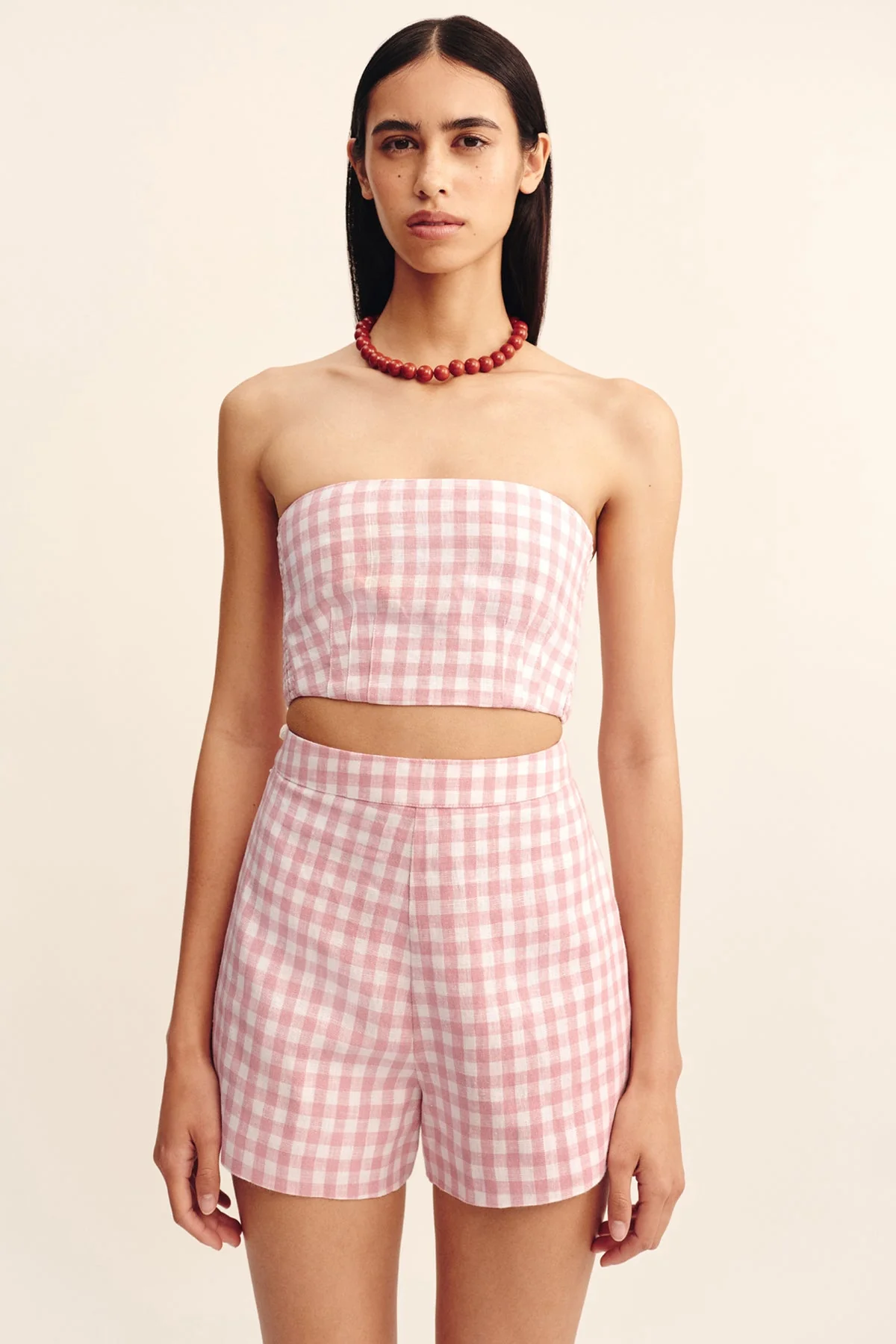 Posse - PAIGE BANDEAU - PINK GINGHAM