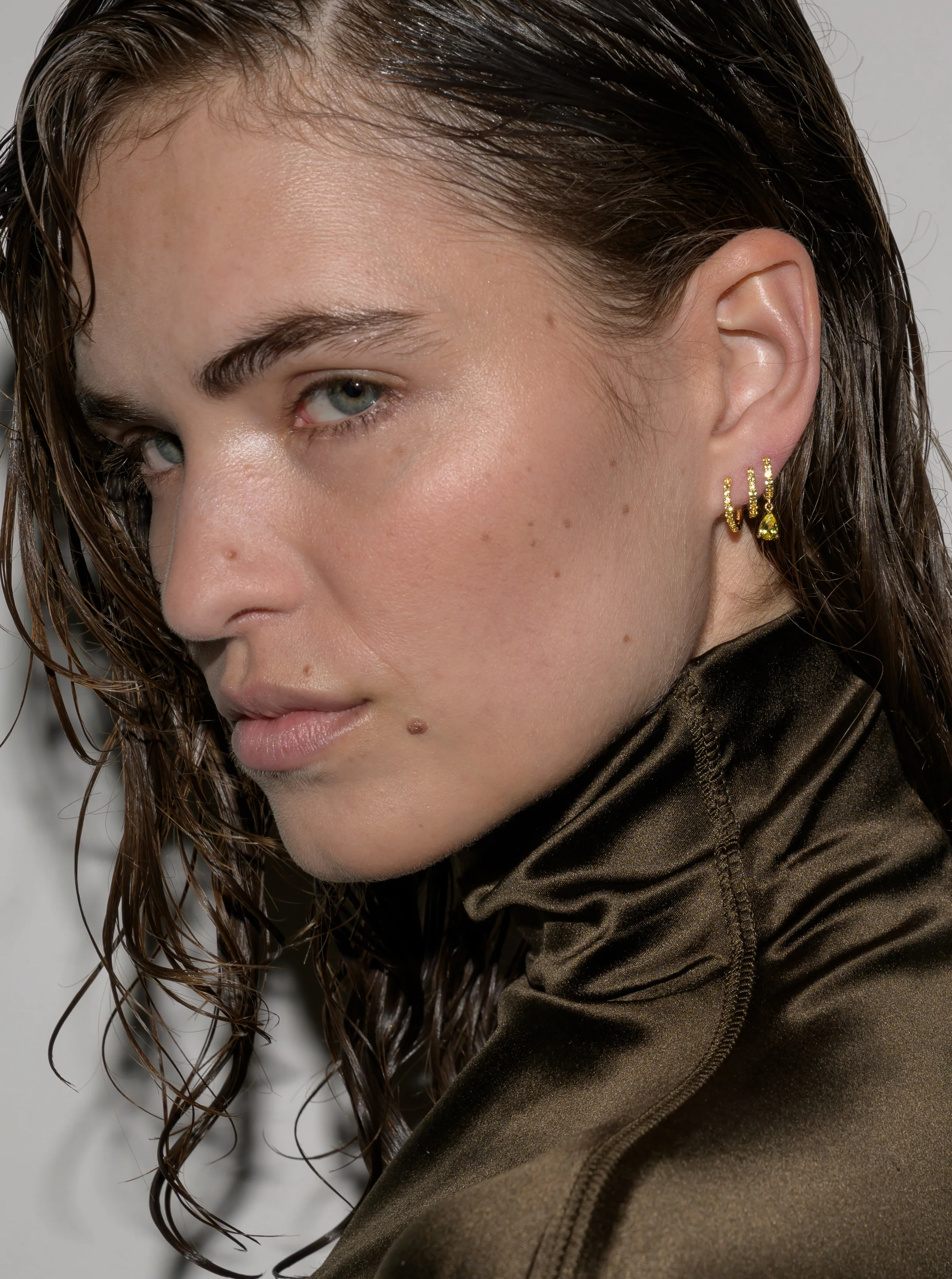 Dorsey - PAVÉ PEAR - DROP HUGGIE EARRING IN LAB YELLOW SAPPHIRE - Image 3