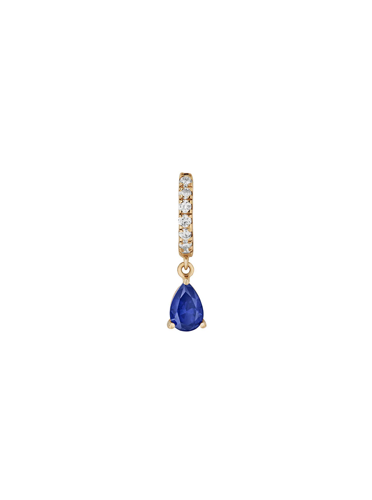 Dorsey - PAVÉ PEAR - DROP HUGGIE EARRING IN LAB BLUE SAPPHIRE