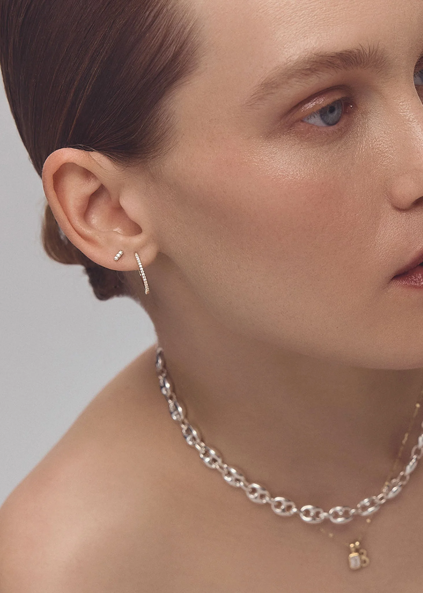 Kinn - Penelope Bar Stud Earrings Diamond - Image 5